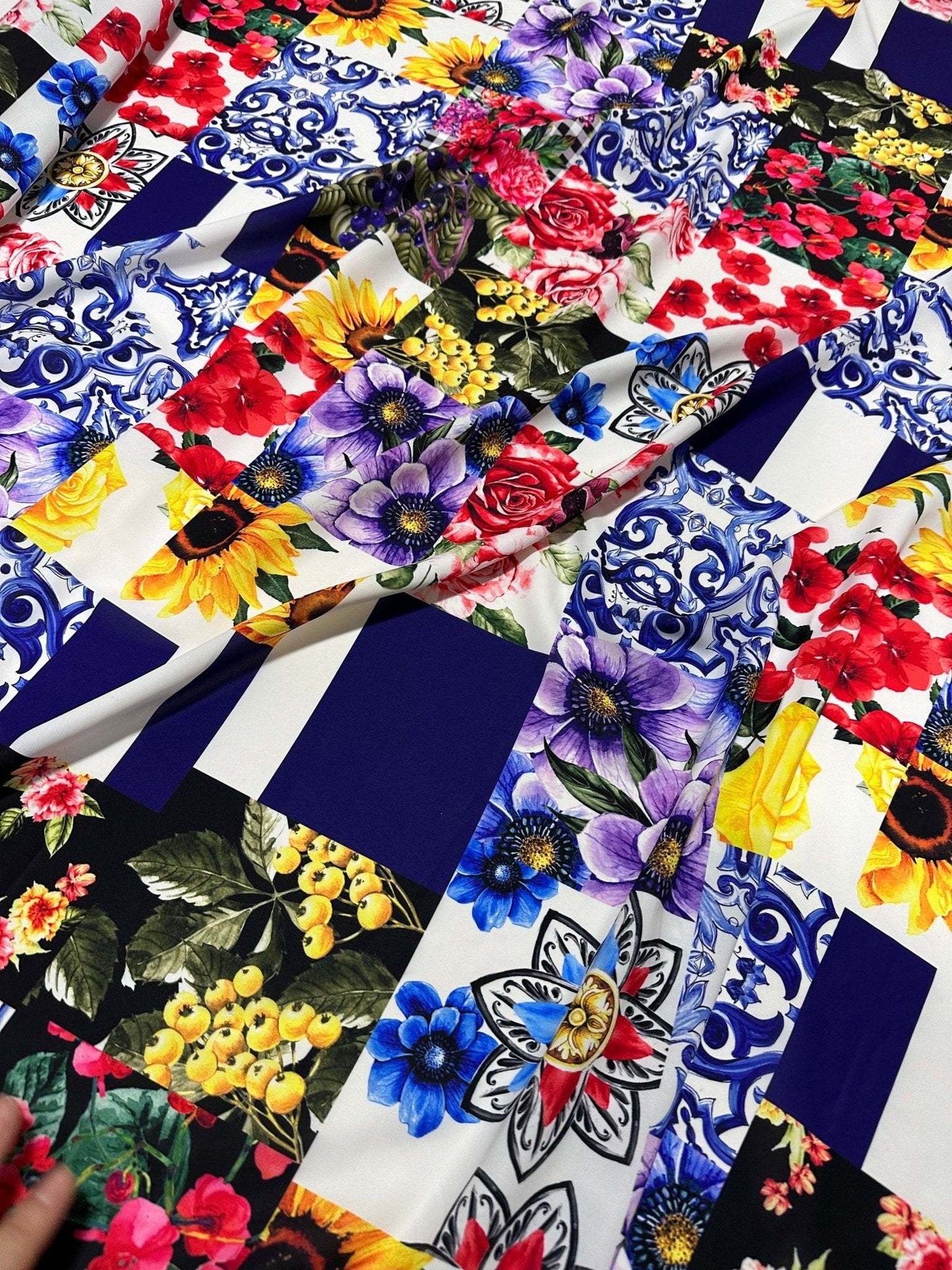 Majolica Pattern Fabric – Custom Printed Fabric, Choose Material by Metre