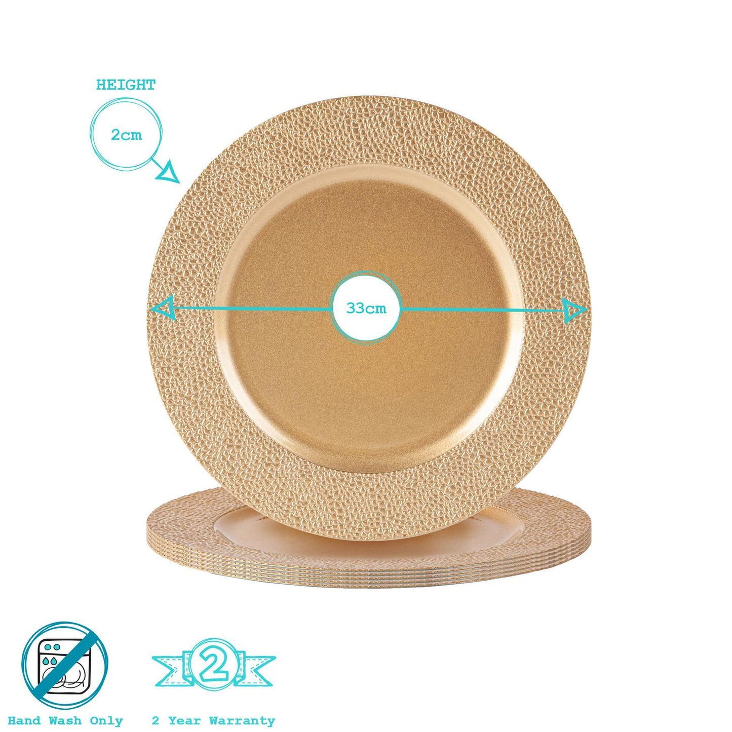 Hammered Melamine Charger Plates - Pack of Six