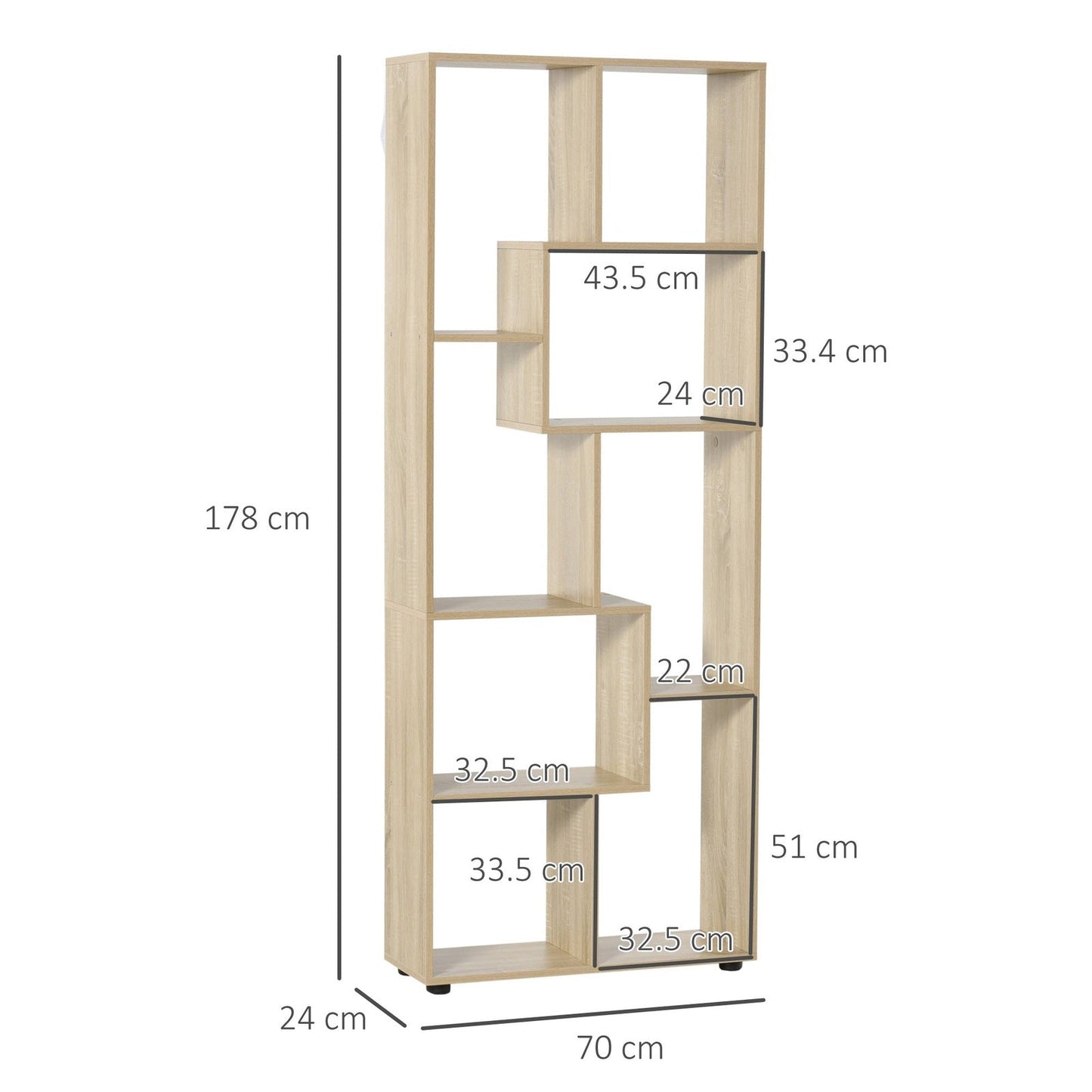 Eight-Section Tall Shelving Unit - Oak Effect