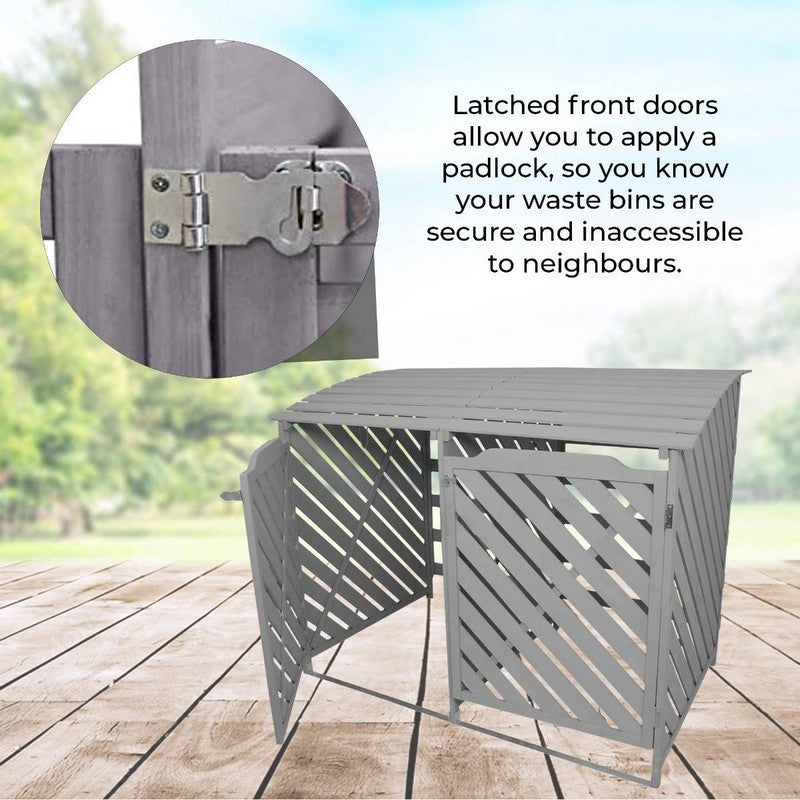Raven Double 4' 10 x 3' Pent Wheelie Bin Store - Classic Sprayed Vented