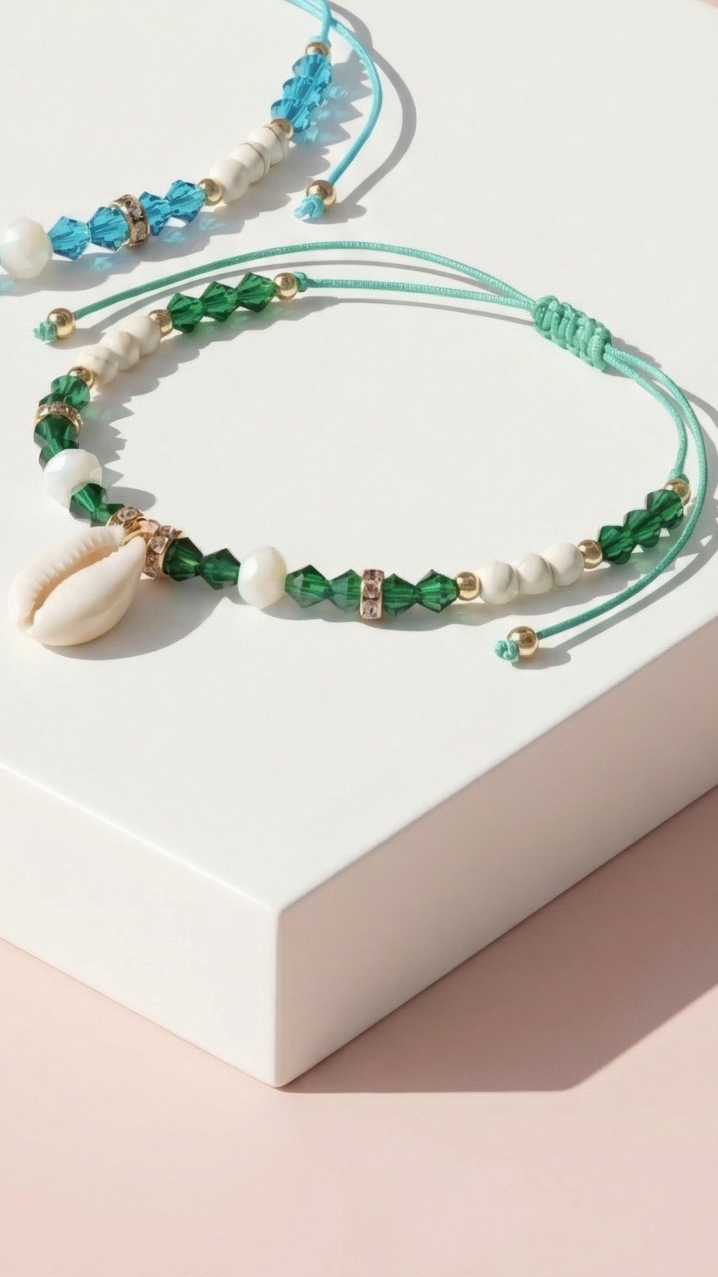 Shell Beaded Pull Tie Anklet