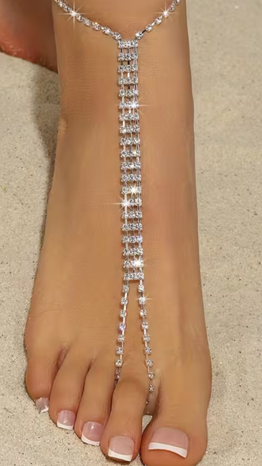 Clear Crystal Anklet & Toe Chain