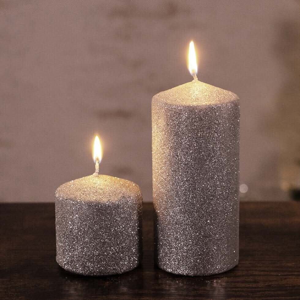 Premium Quality Glitter Pillar Candles Decorations
