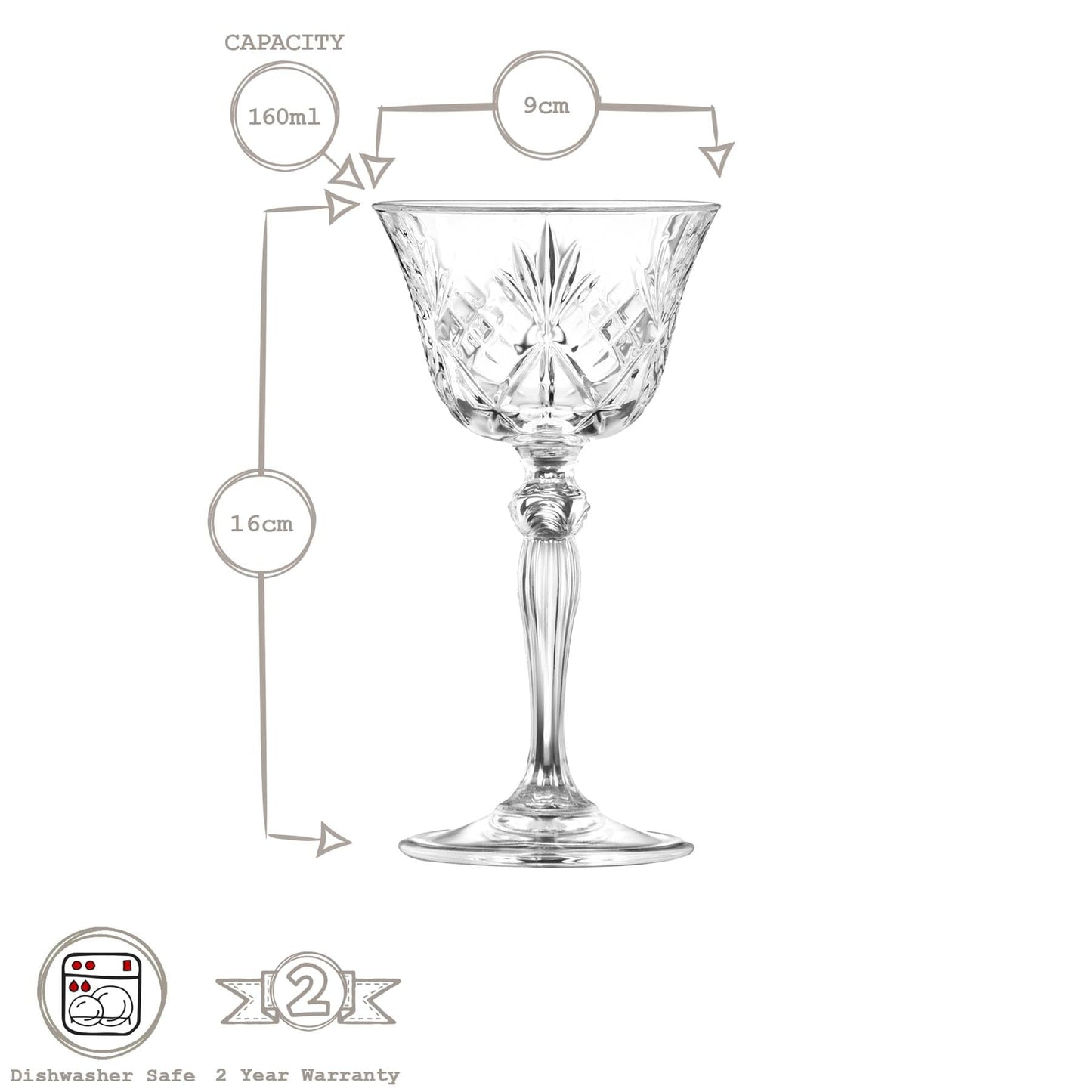 160ml Crystal Melodia Champagne Saucers - Pack of Six