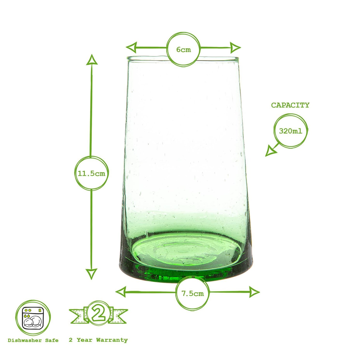 320ml Merzouga Recycled Highball Glasses - Pack of Six