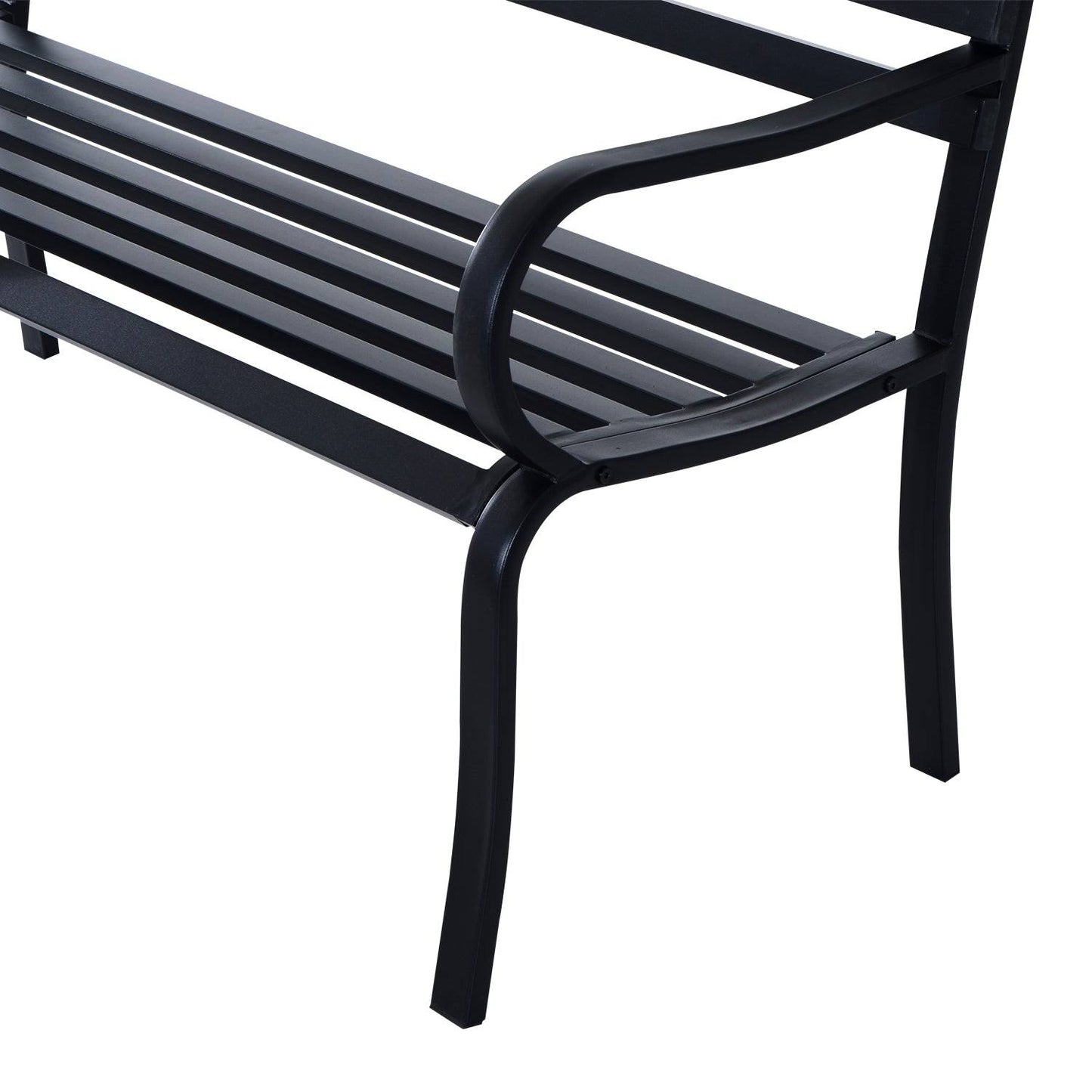 Stylish 2 Seater Metal Garden Porch Chair Bench Stable Patio Outdoor Park Metal Bench - Black