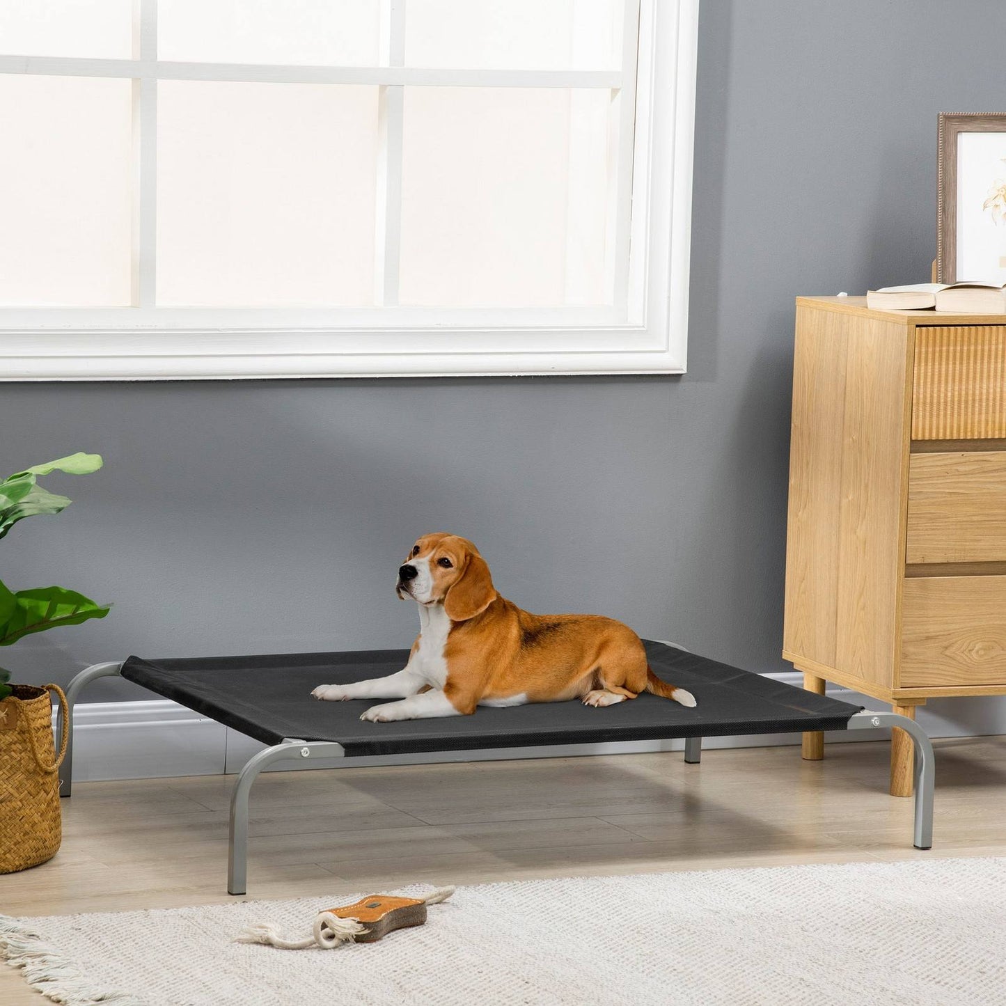Elevated Pet Bed Cooling Raised Cot Style Bed For Large Medium Sized Dogs With Non-Slip Pads Steel Frame Breathable Mesh Fabric