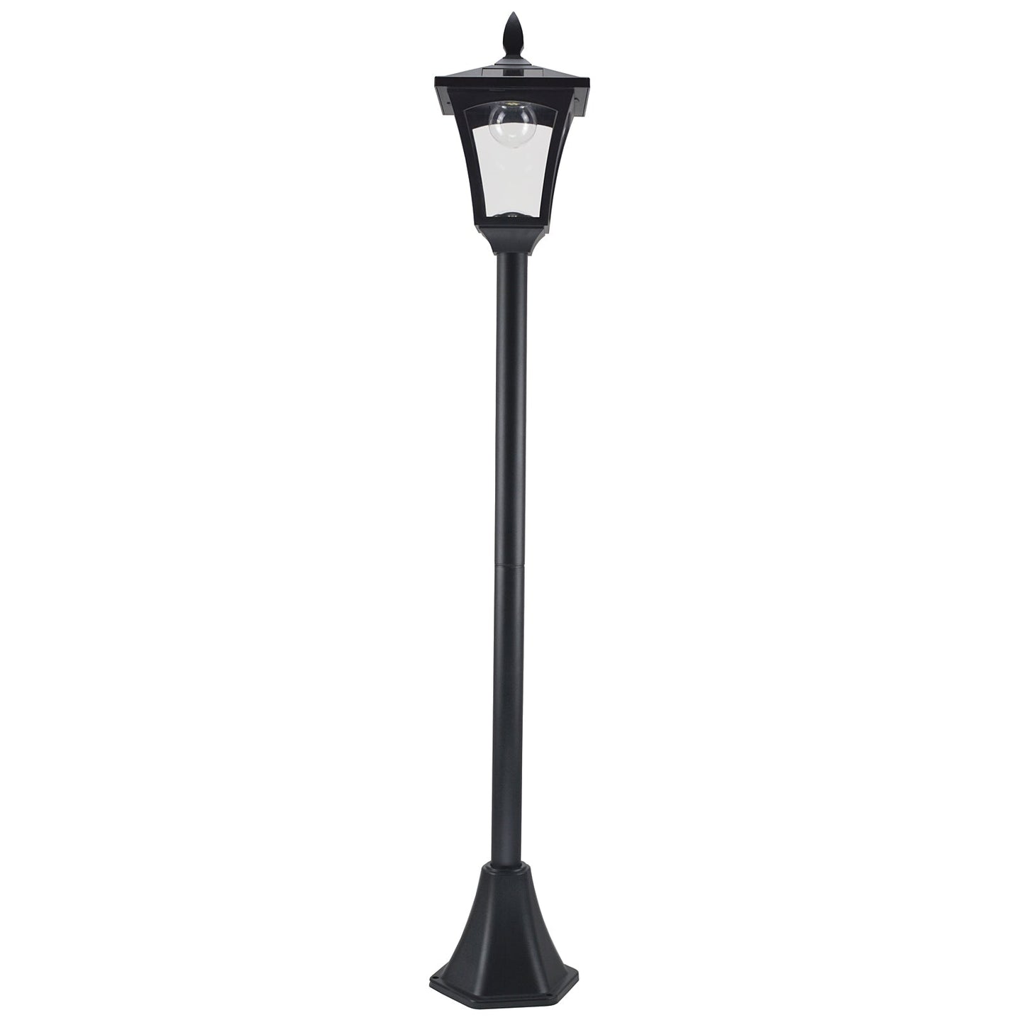 Outdoor Garden Solar Post Lamp Sensor Dimmable LED Lantern Bollard Pathway 1.6M Tall Black
