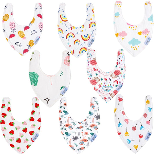 Baby Bandana Dribble Bibs Cotton Pack Of 8 - Girls