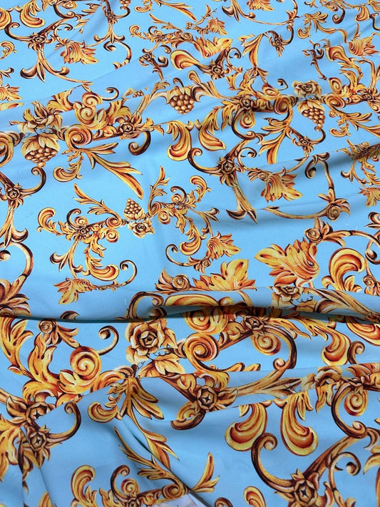 Baroque Print Fabric – Custom Printed Fabric on Satin, Crepe, Spandex or Chiffon