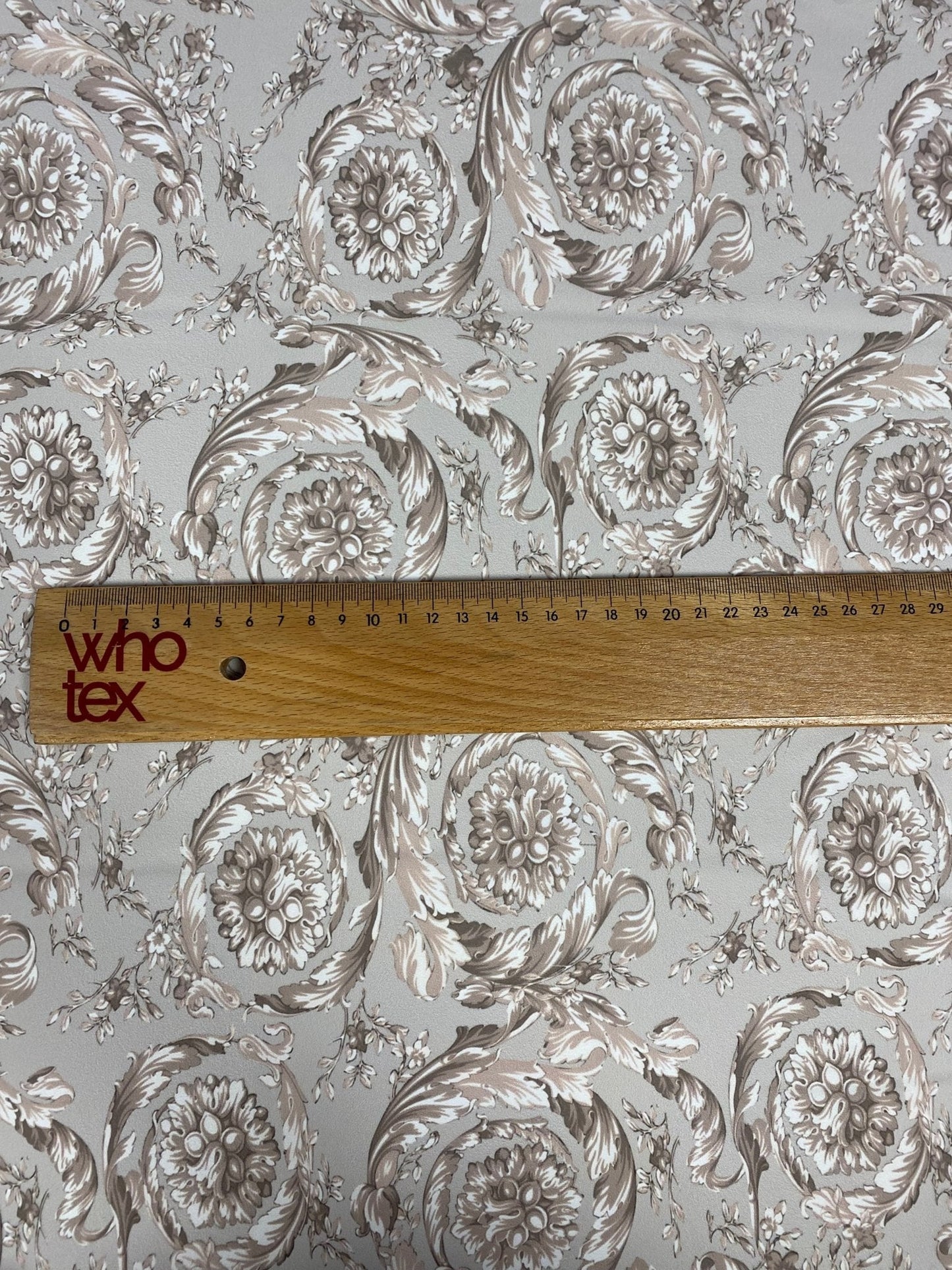 Baroque Floral Damask Fabric in Beige and Taupe