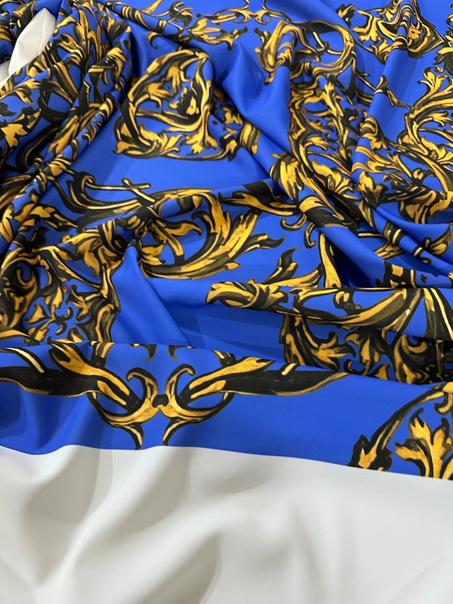 Royal Blue Baroque Pattern Fabric