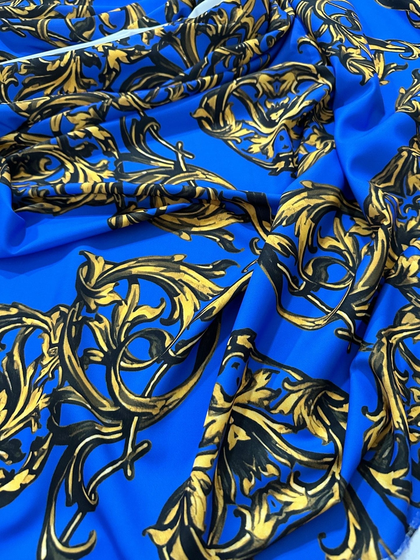 Royal Blue Baroque Pattern Fabric