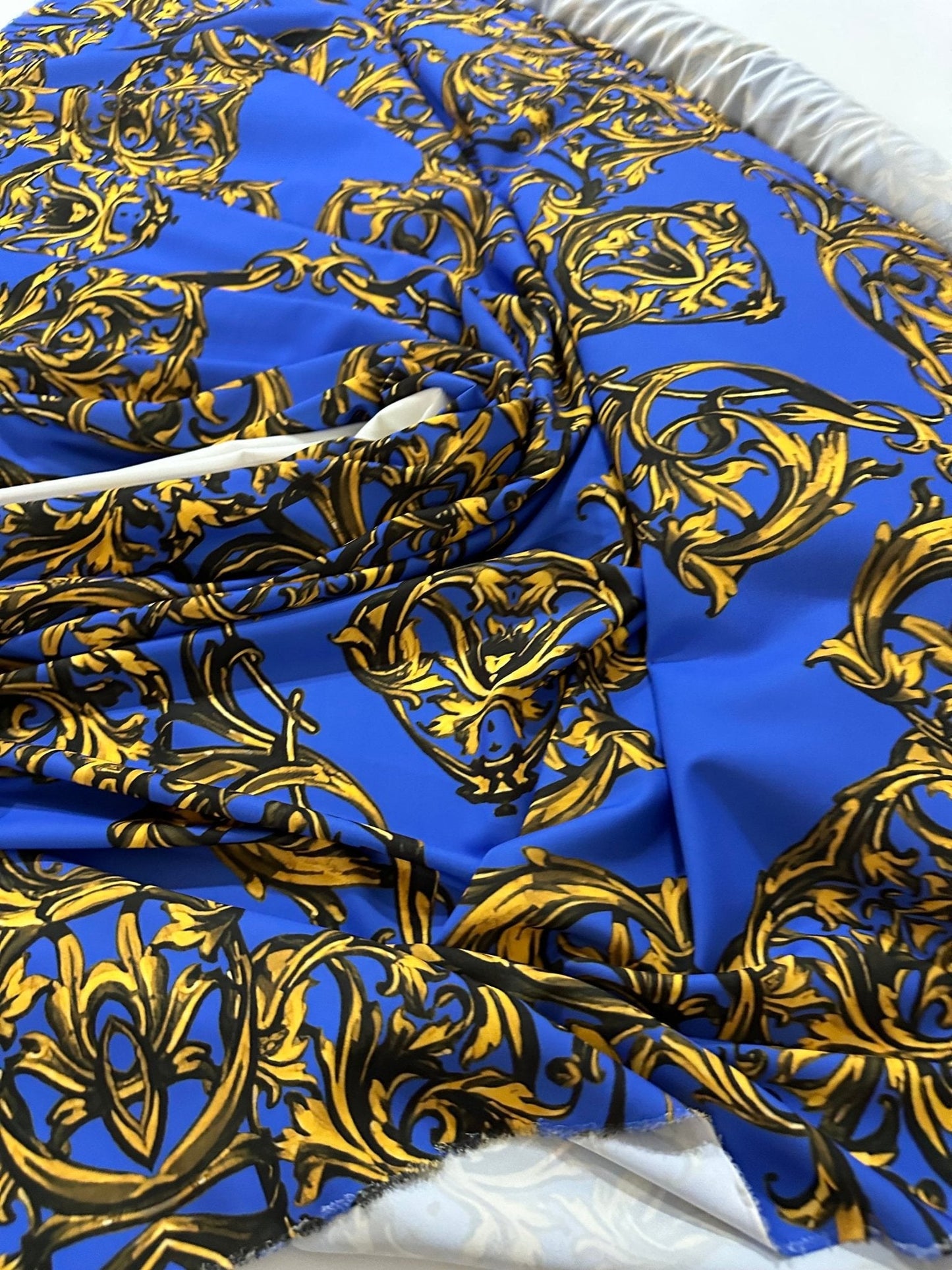 Royal Blue Baroque Pattern Fabric