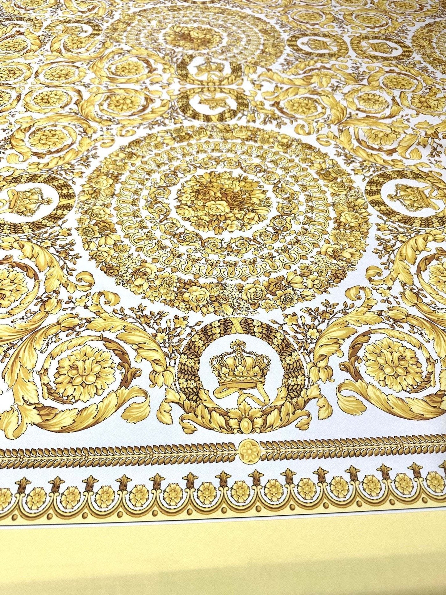 Baroque Gold and White Fabric – Custom Printed Fabric, Choose Material by Metre