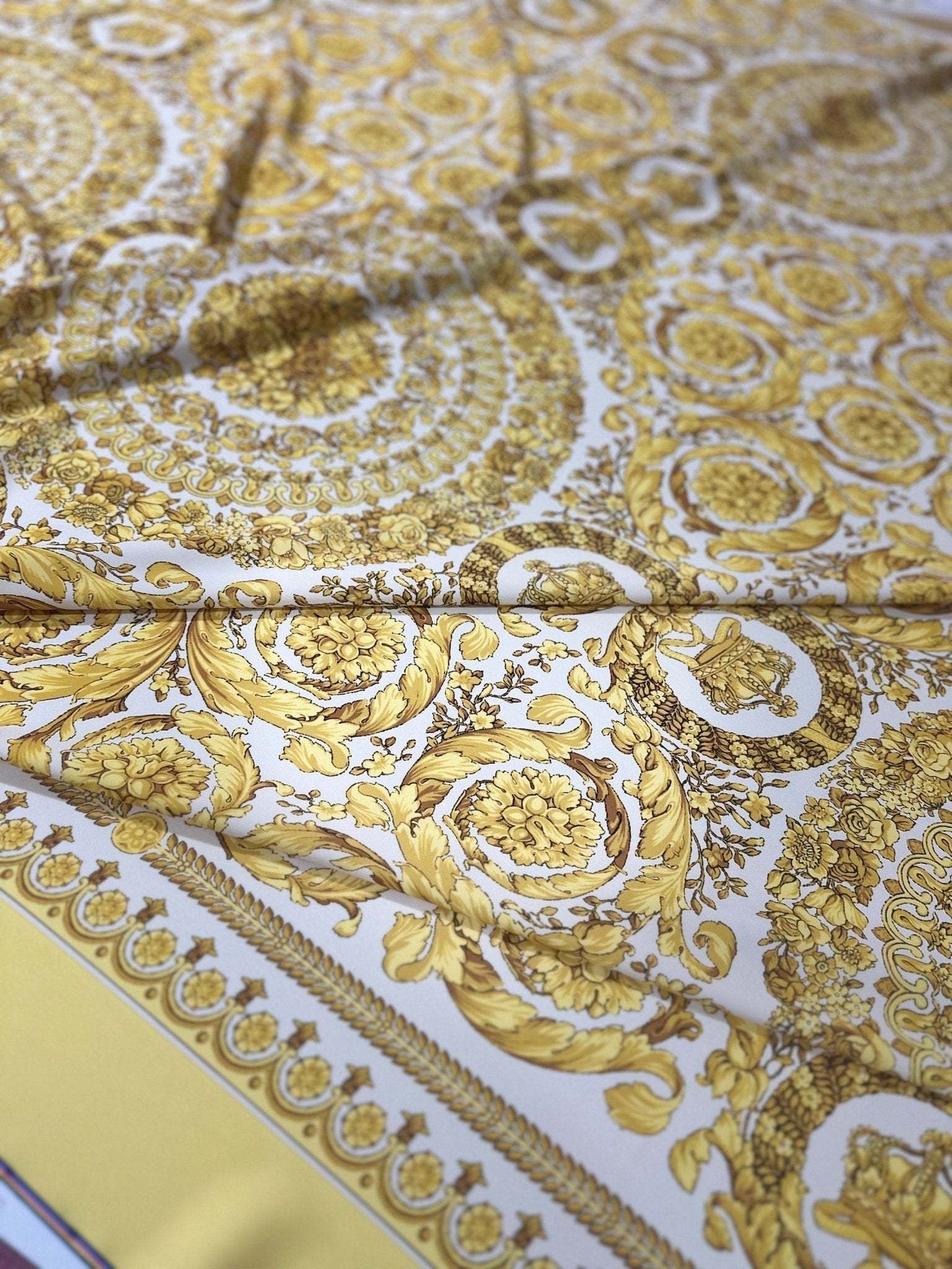 Baroque Gold and White Fabric – Custom Printed Fabric, Choose Material by Metre