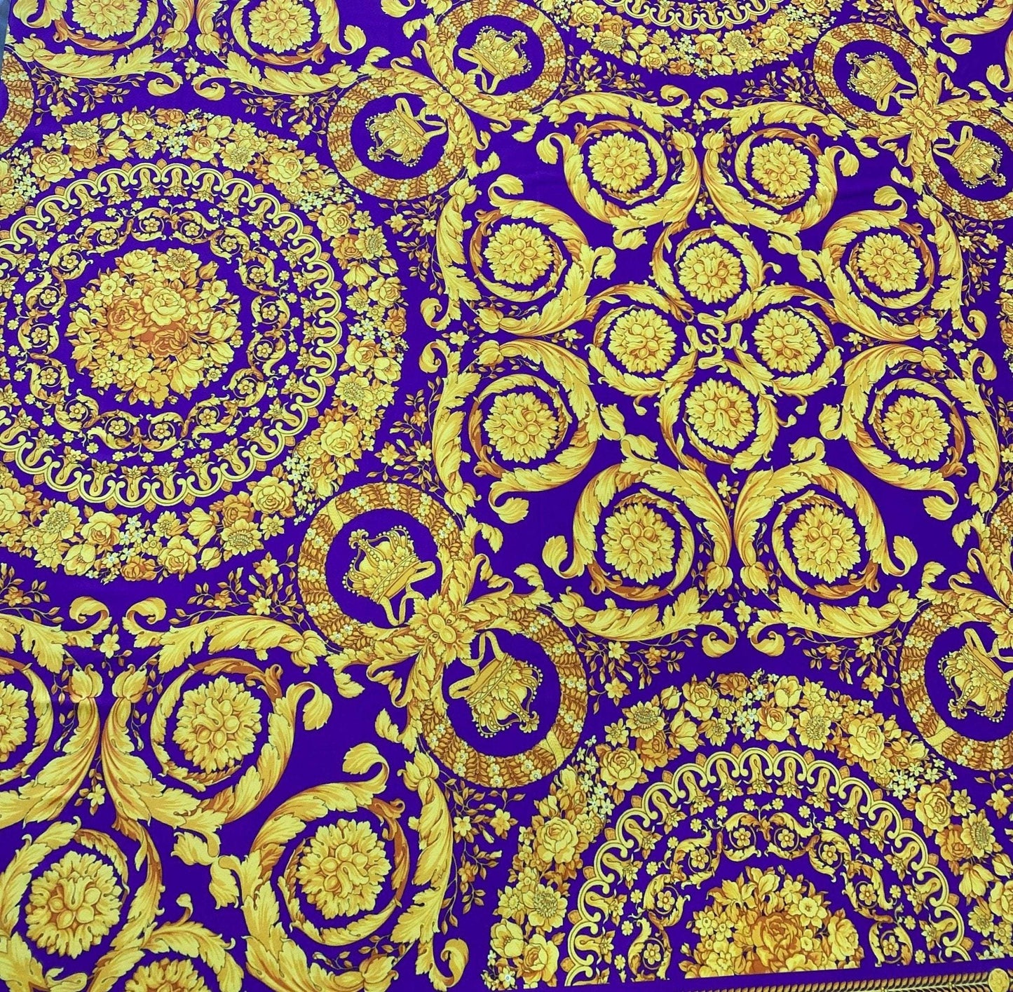 Purple Baroque Pattern Fabric – Custom Printed Fabric, Choose Material by Metre