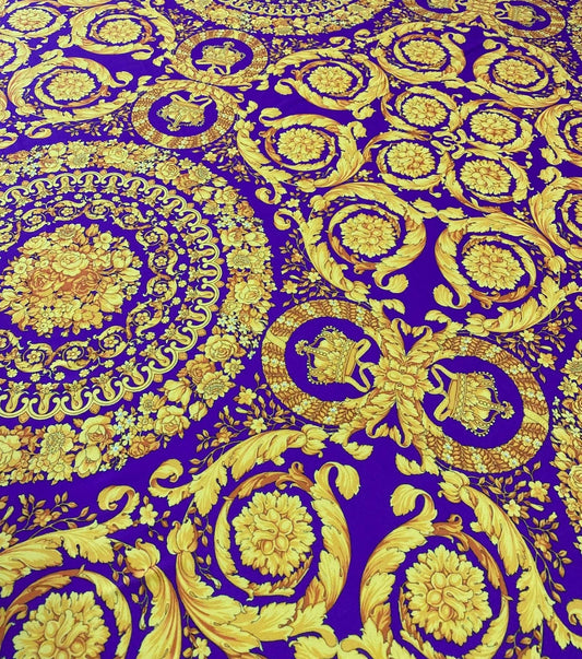Purple Baroque Pattern Fabric – Custom Printed Fabric, Choose Material by Metre