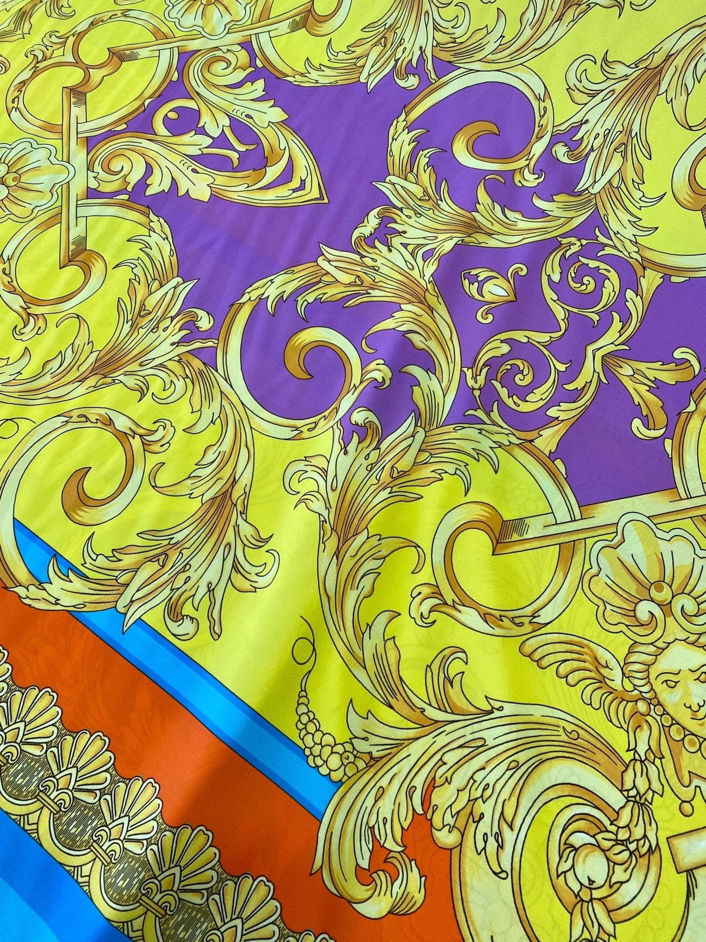 Baroque Pattern Silky Crepe Fabric