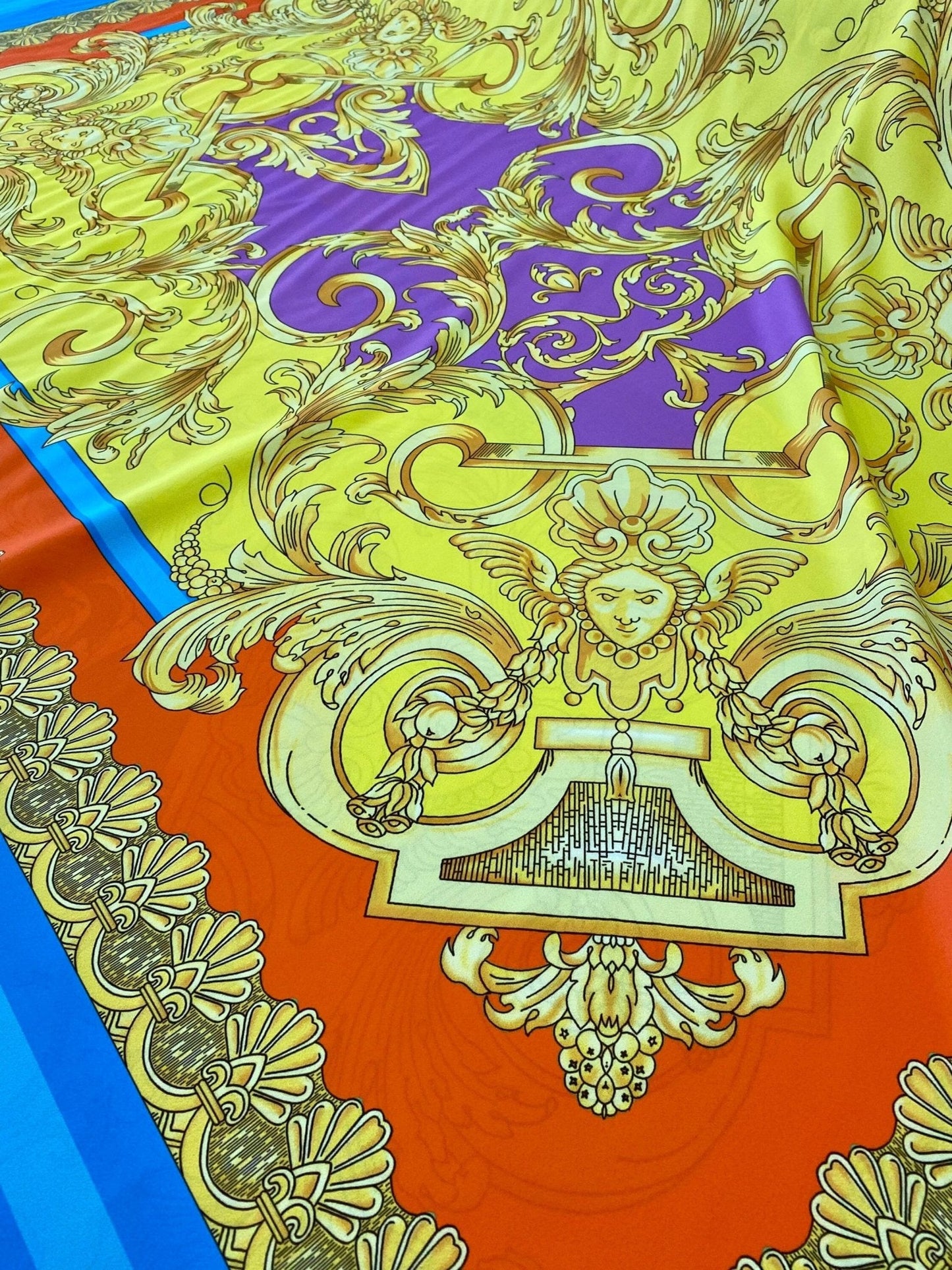 Baroque Pattern Silky Crepe Fabric