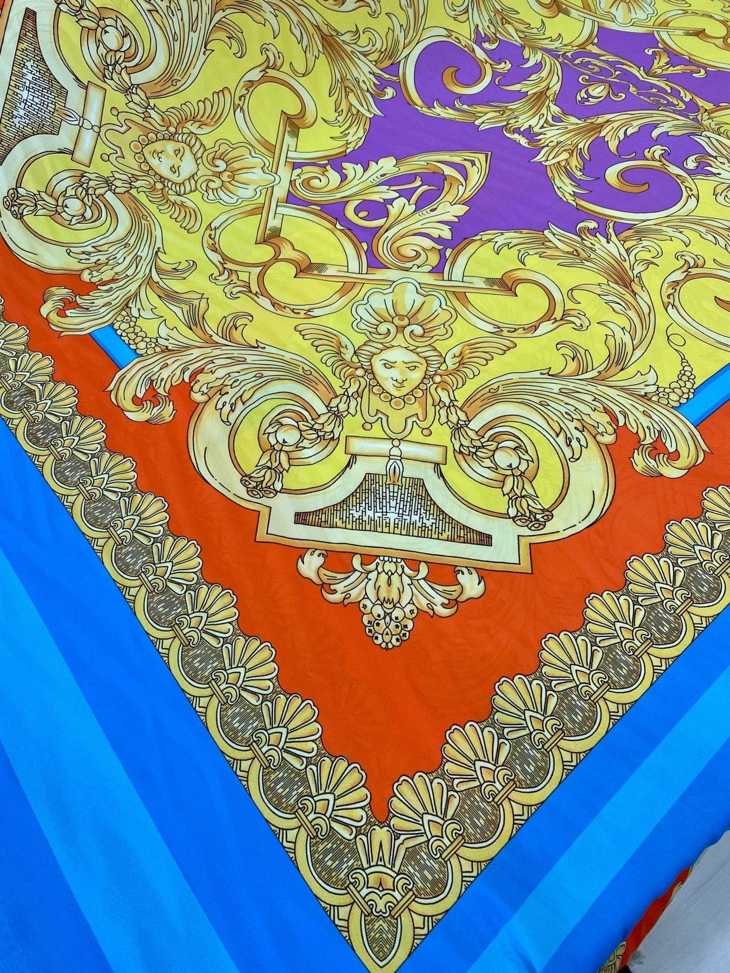 Baroque Pattern Silky Crepe Fabric