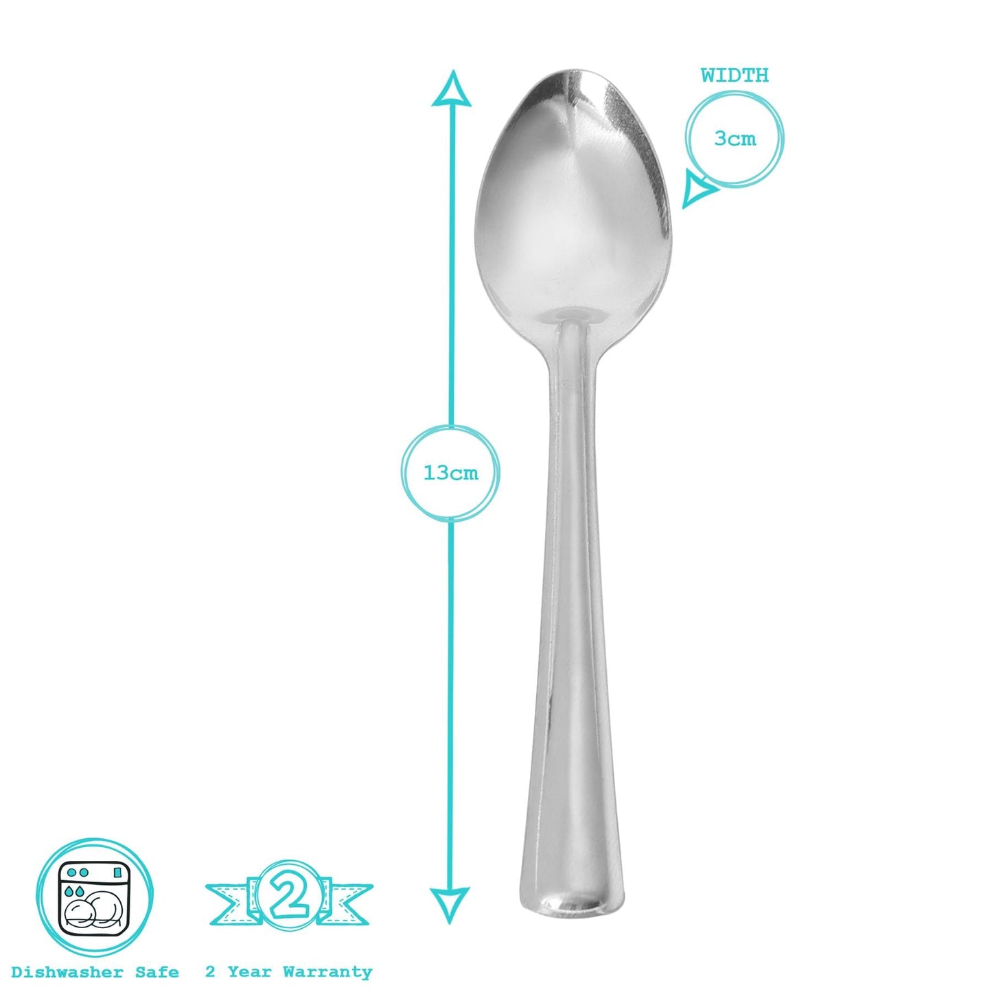 Stainless Steel Teaspoons - Pack of 6