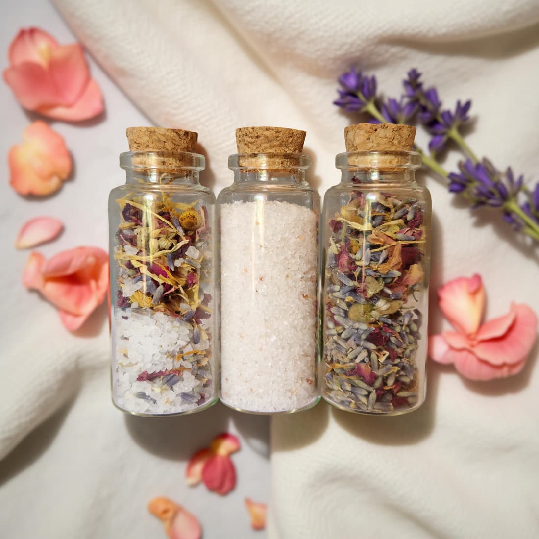 Mini Spa Gift Trio – Botanical Facial Steam, Bath Tea & Salt Vials