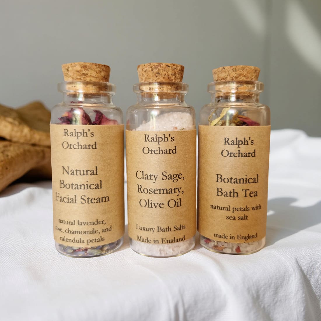 Mini Spa Gift Trio – Botanical Facial Steam, Bath Tea & Salt Vials