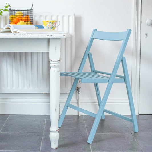 Light Blue Beech Wood Folding Chair