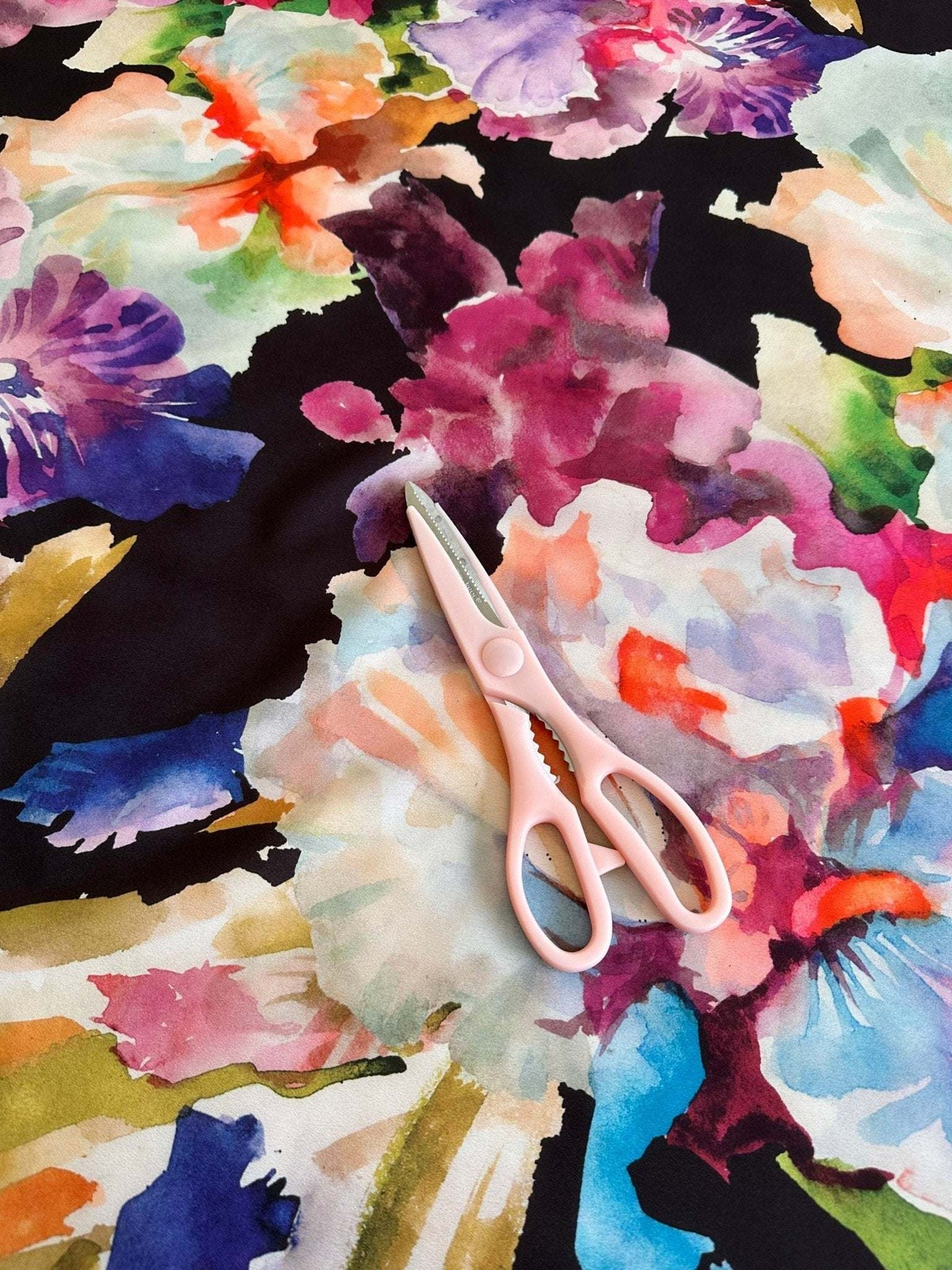 Watercolor Floral Crepe Fabric – Custom Printed Fabric, Choose Material by Metre