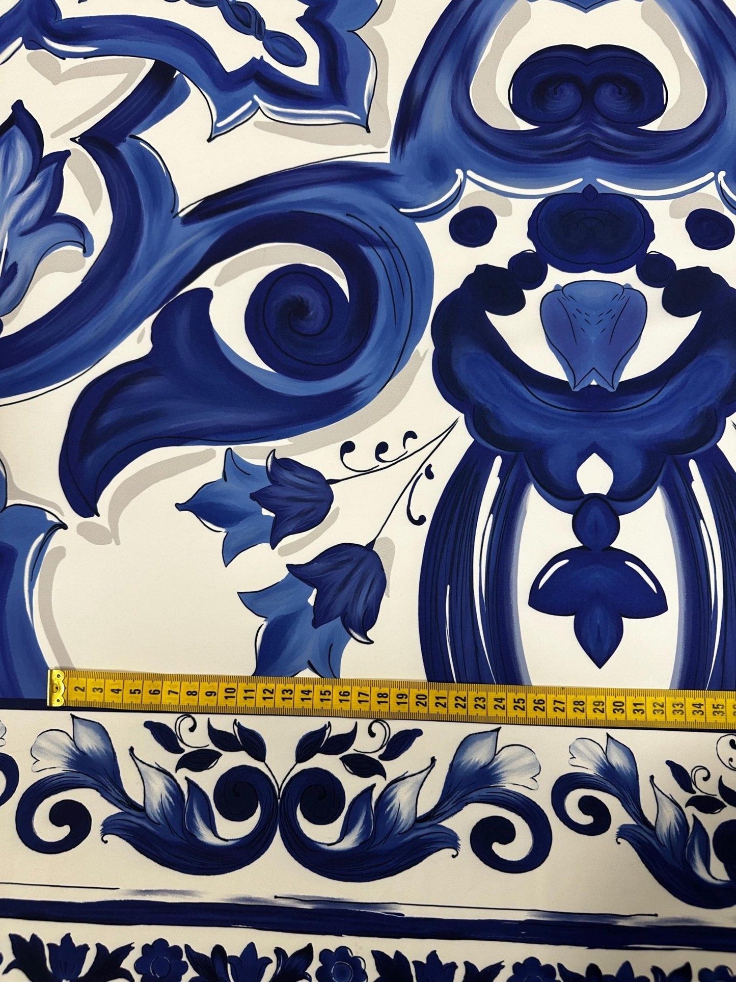 Blue Big Majolica Pattern Fabric