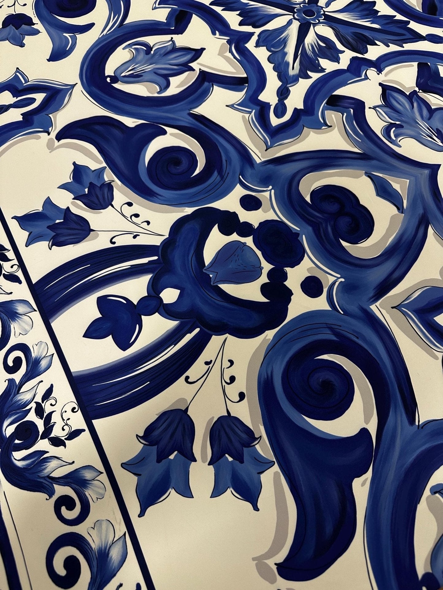 Blue Big Majolica Pattern Fabric