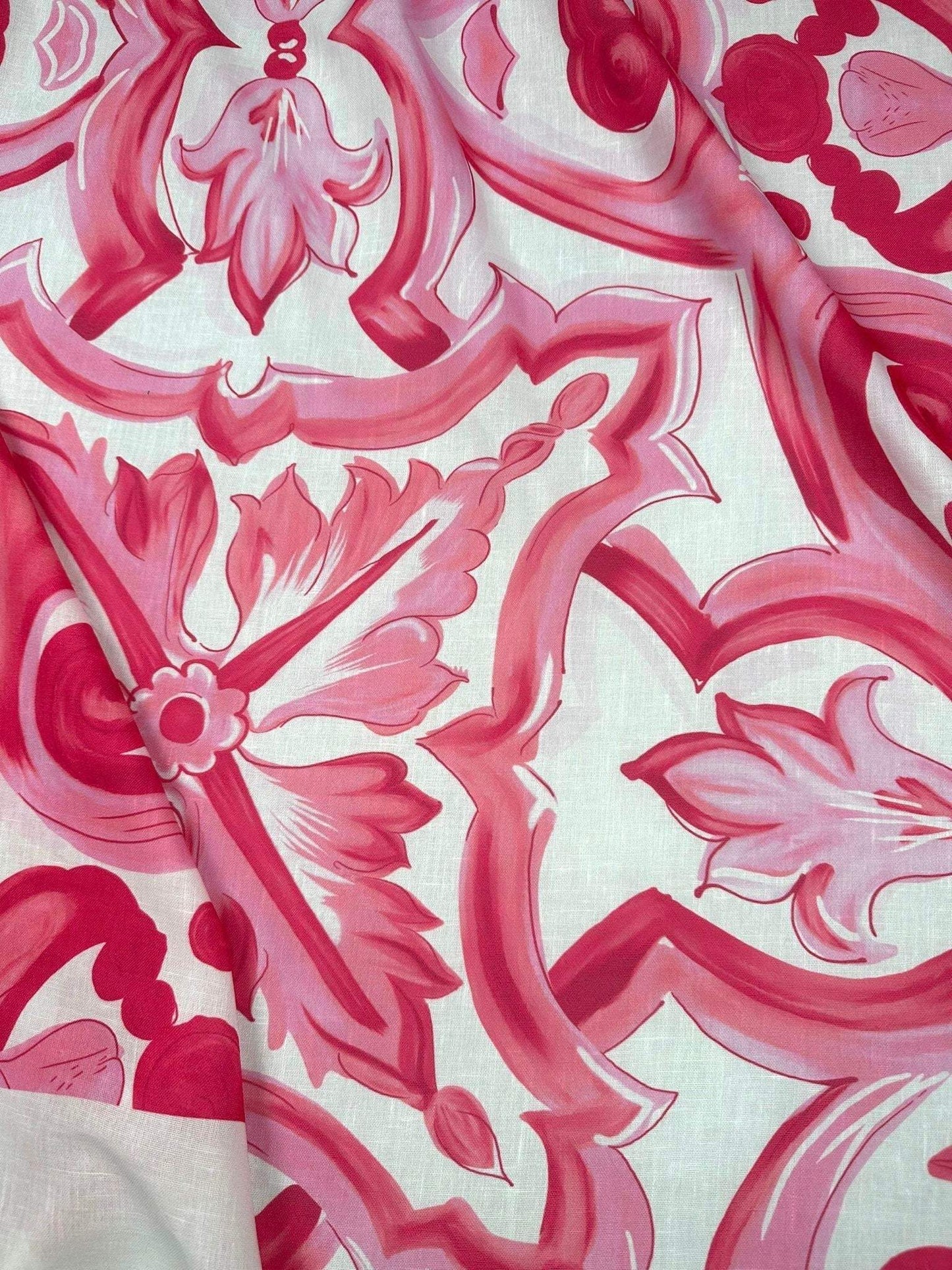 Big Majolica Pattern Fabric – Fabric by Metre, Options: Satin, Crepe, Spandex, Chiffon