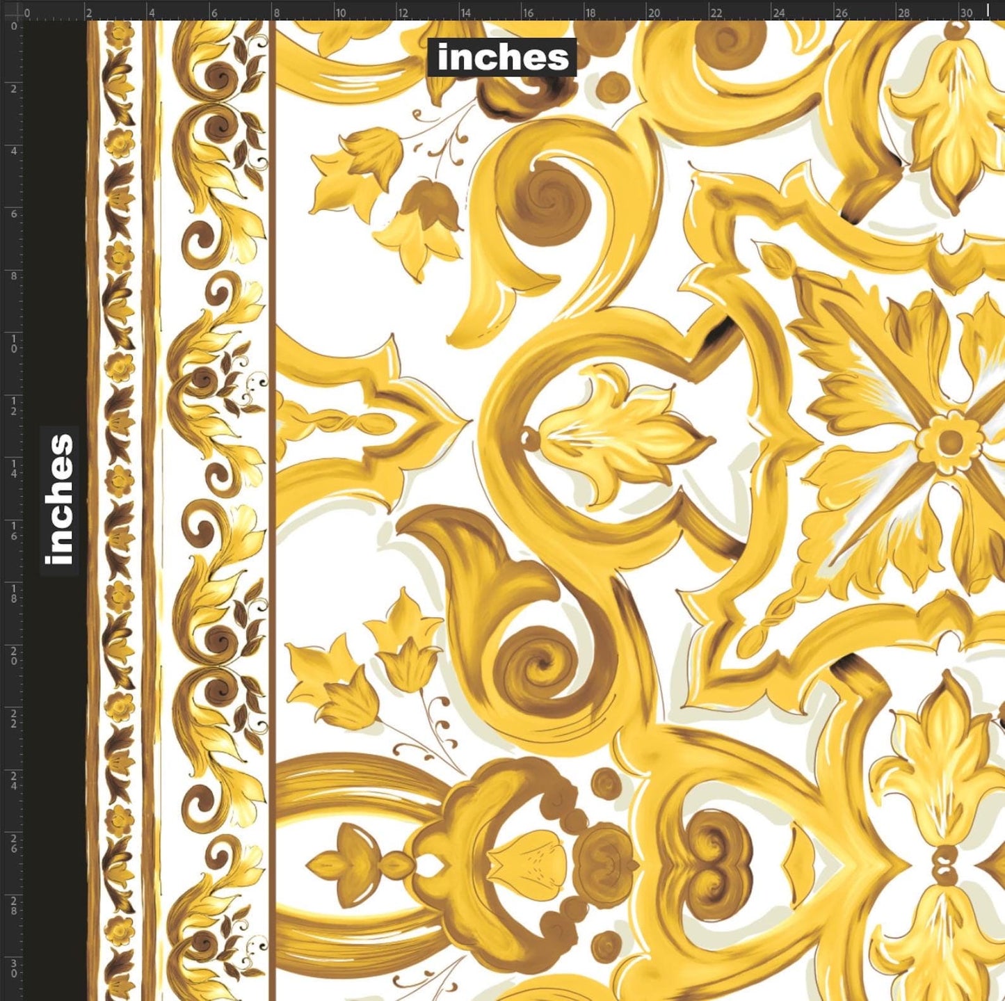 Yellow Big Majolica Pattern Fabric