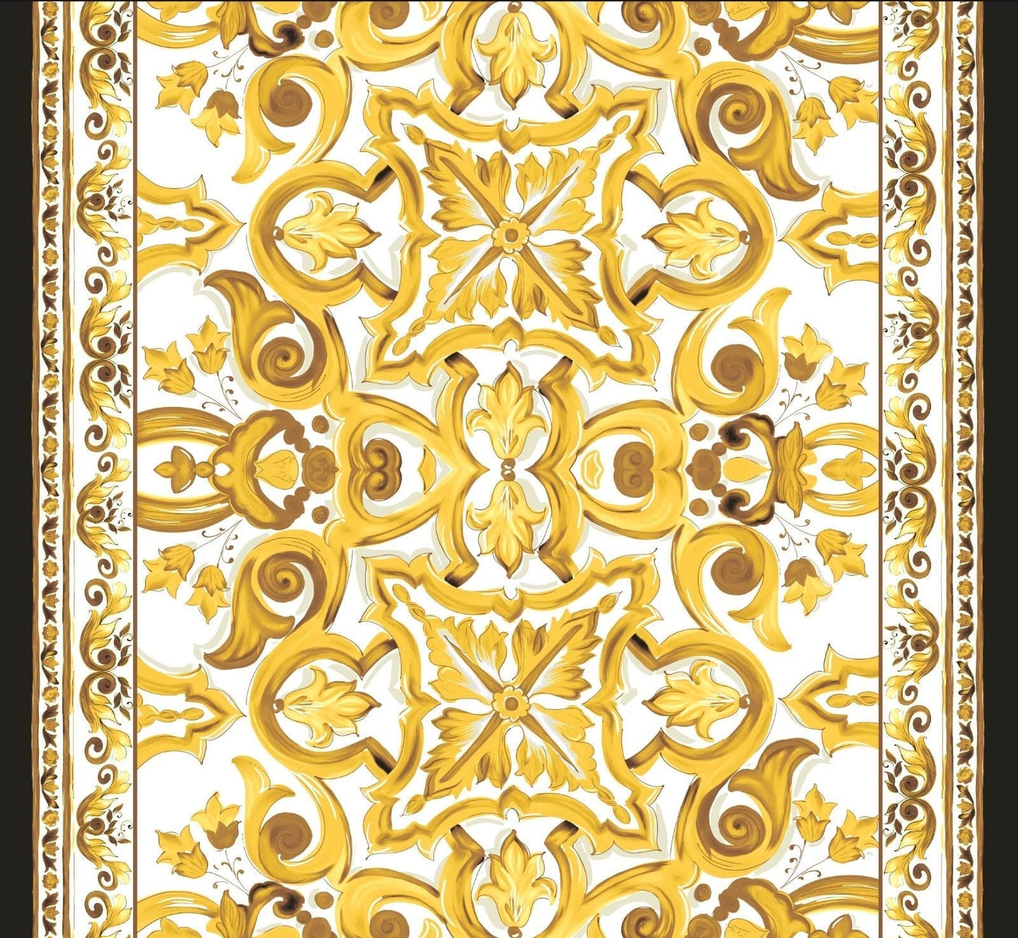 Yellow Big Majolica Pattern Fabric