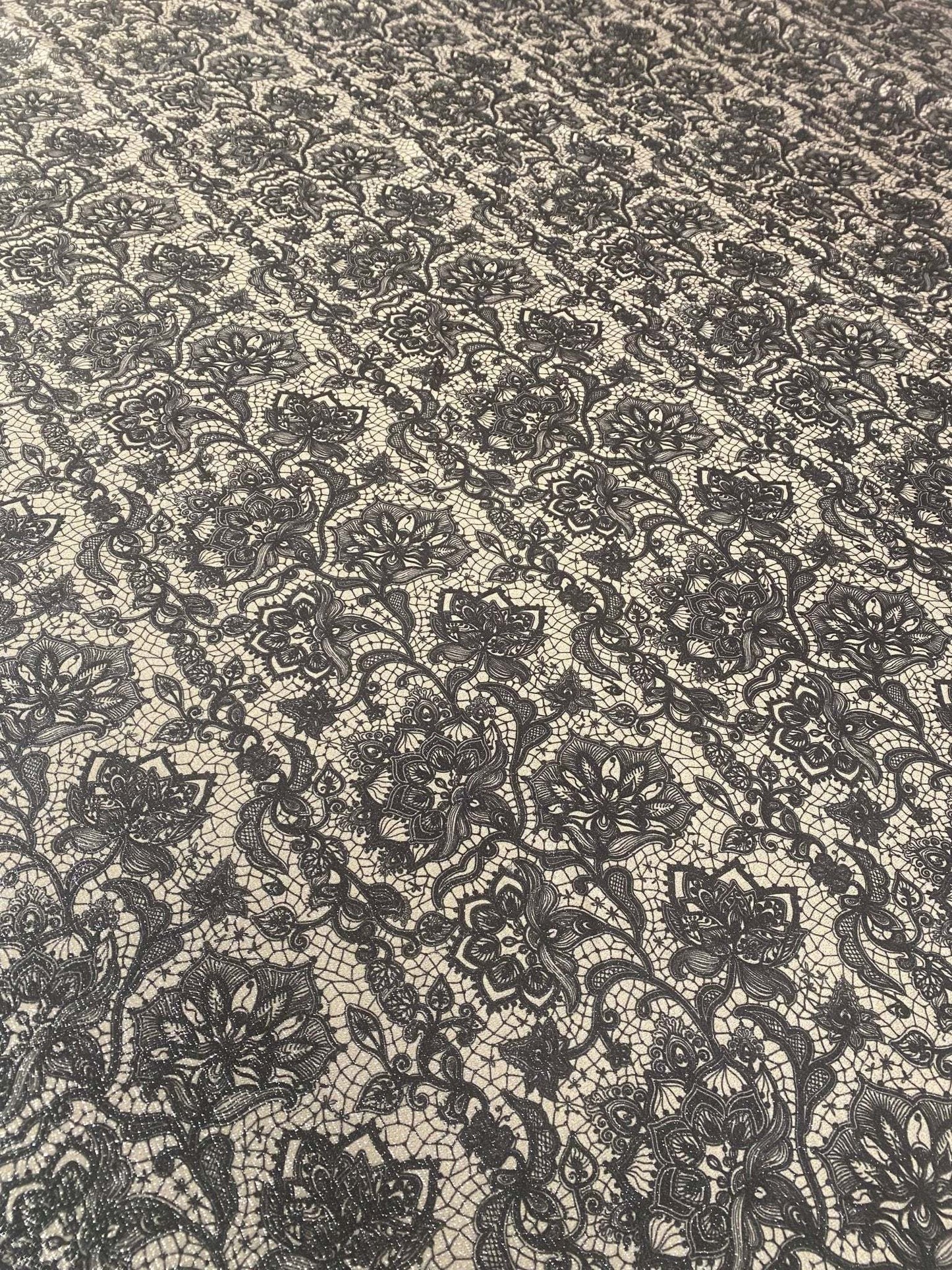 Black Floral Lace Fabric