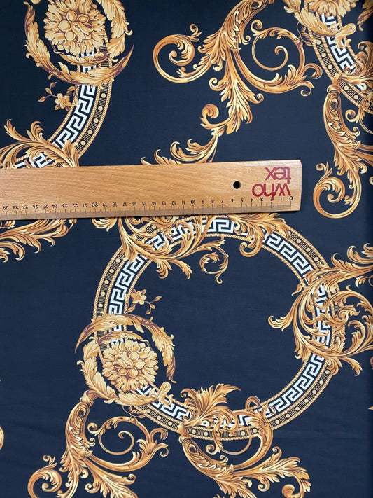 Black & Gold Baroque Crepe Fabric by the Metre – Luxury Style