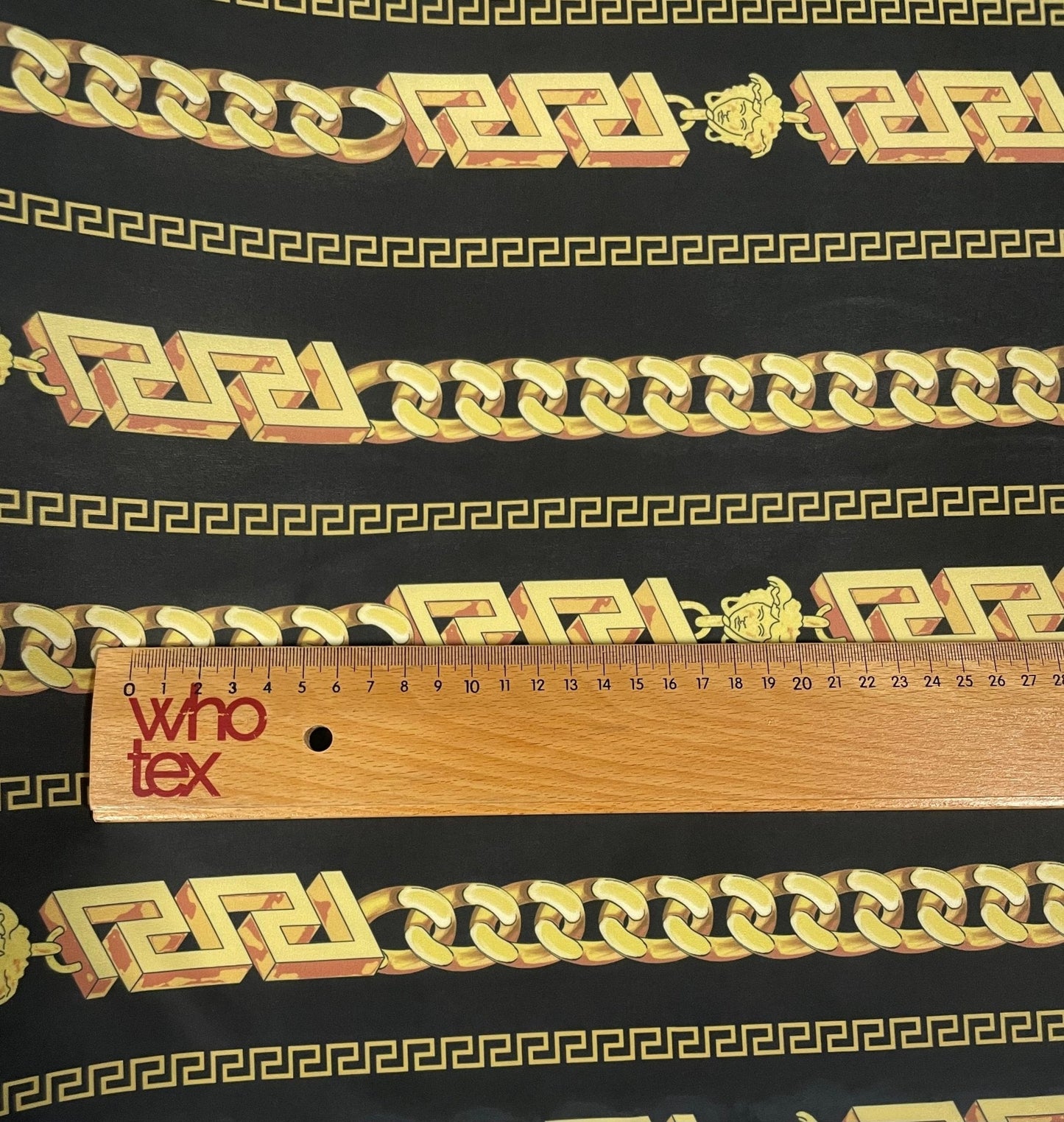 Black Gold Chain Print Spandex Fabric by the Metre