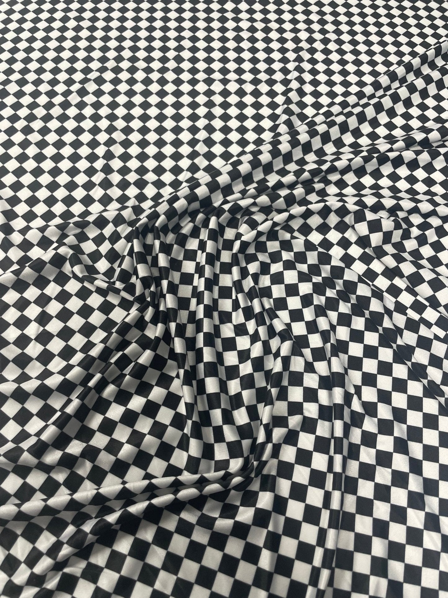 Black & White Checkered Spandex Fabric by the Metre