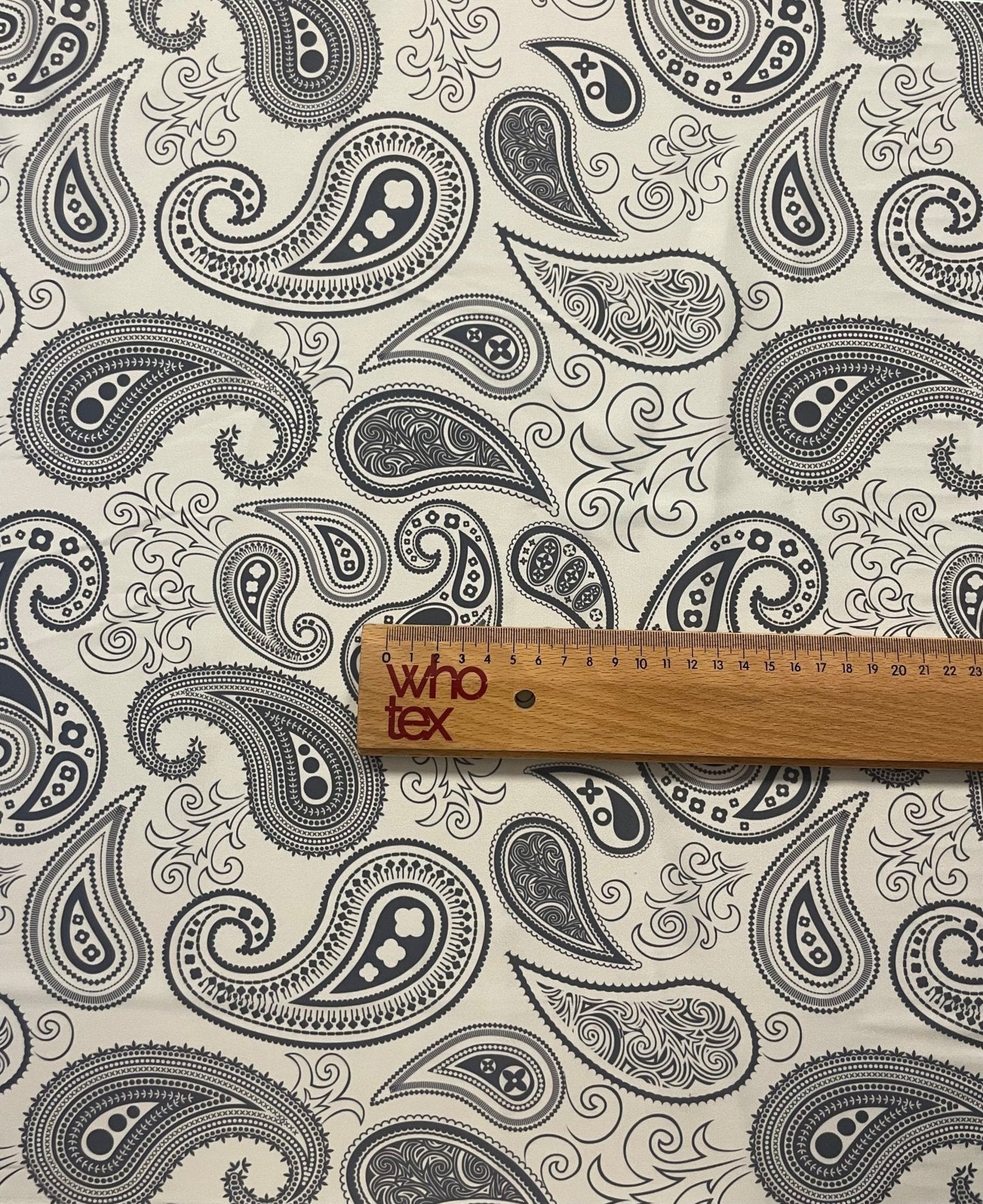 Black & White Paisley Fabric – Classic Boho Pattern by the Metre