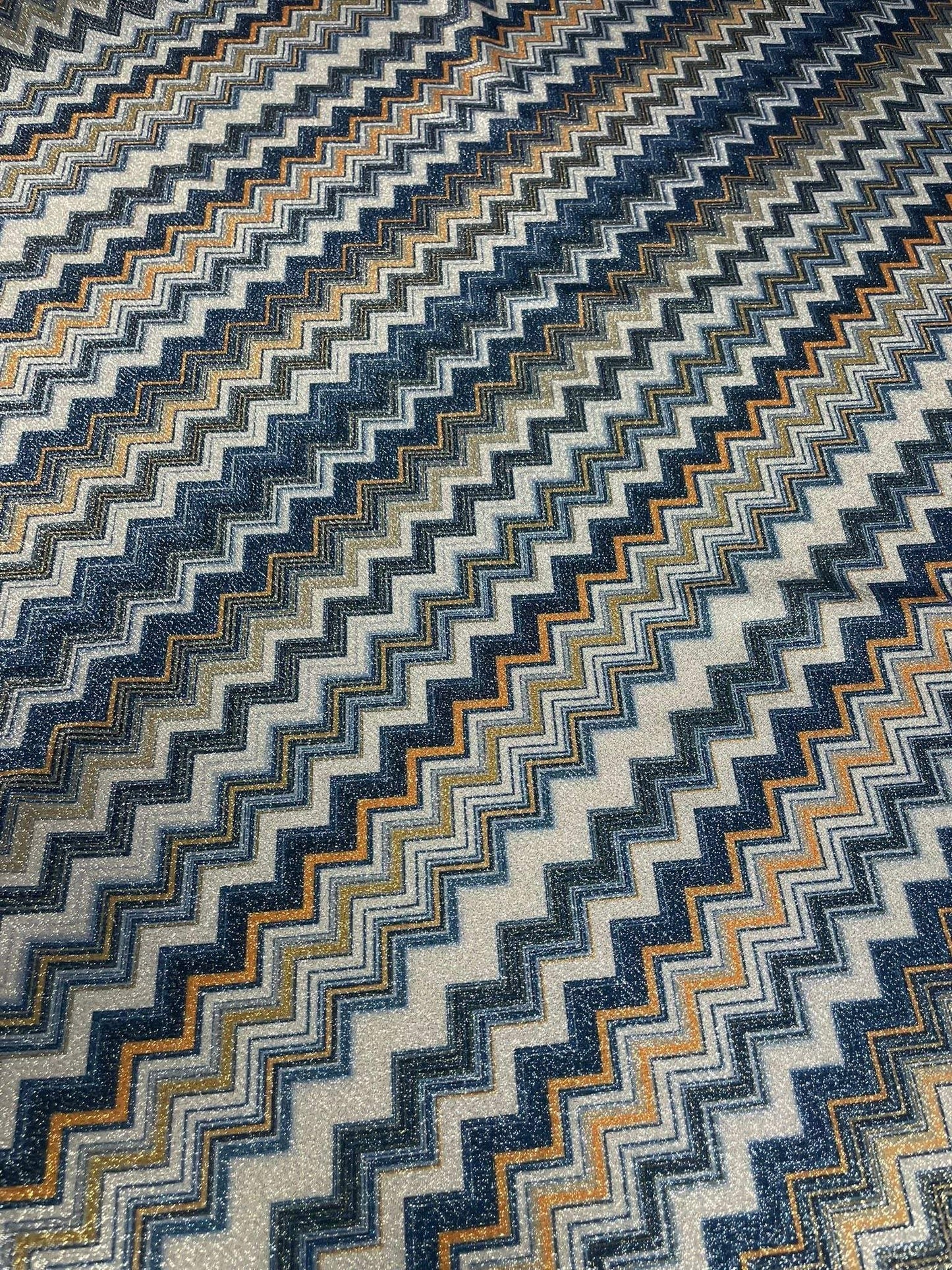Blue and Orange Zigzag Fabric