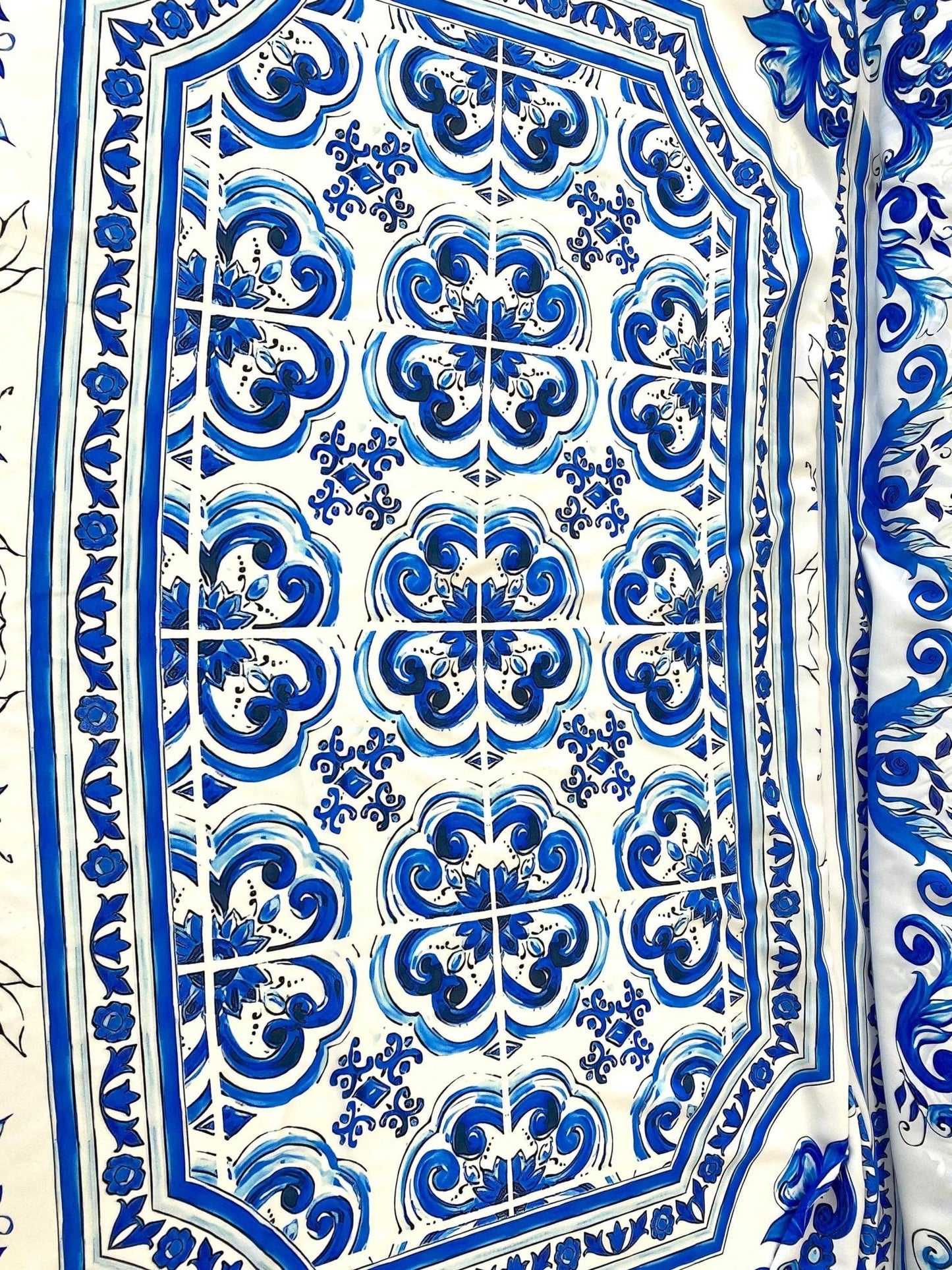 Blue Majolica Silky Crepe Fabric