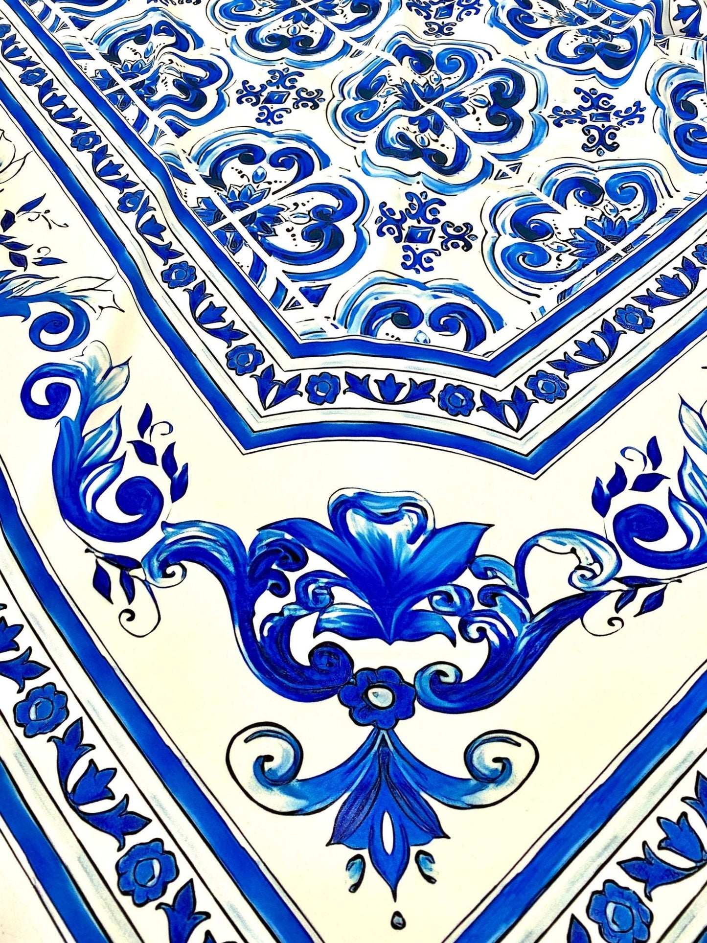Blue Majolica Silky Crepe Fabric