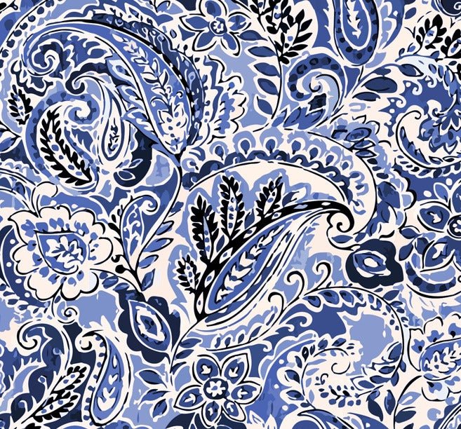 Blue & Navy Paisley Fabric by the Metre – Soft & Elegant