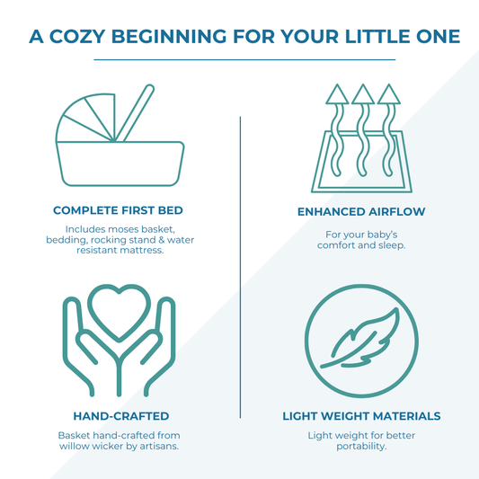 Pink Waffle White Wicker Baby Moses Basket With Stand