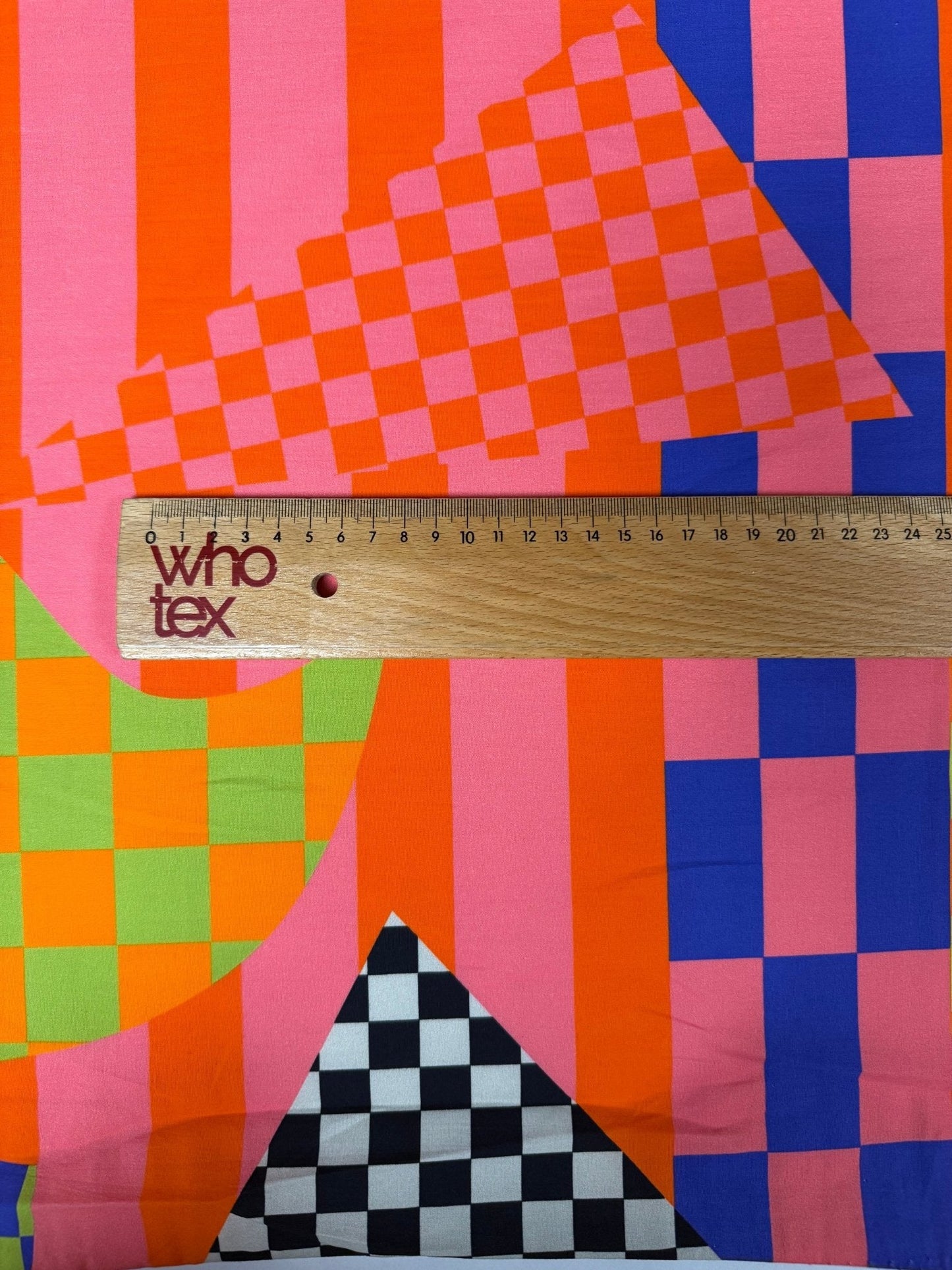 Bold Checkerboard Geometric Organic Cotton Poplin Fabric by the Metre