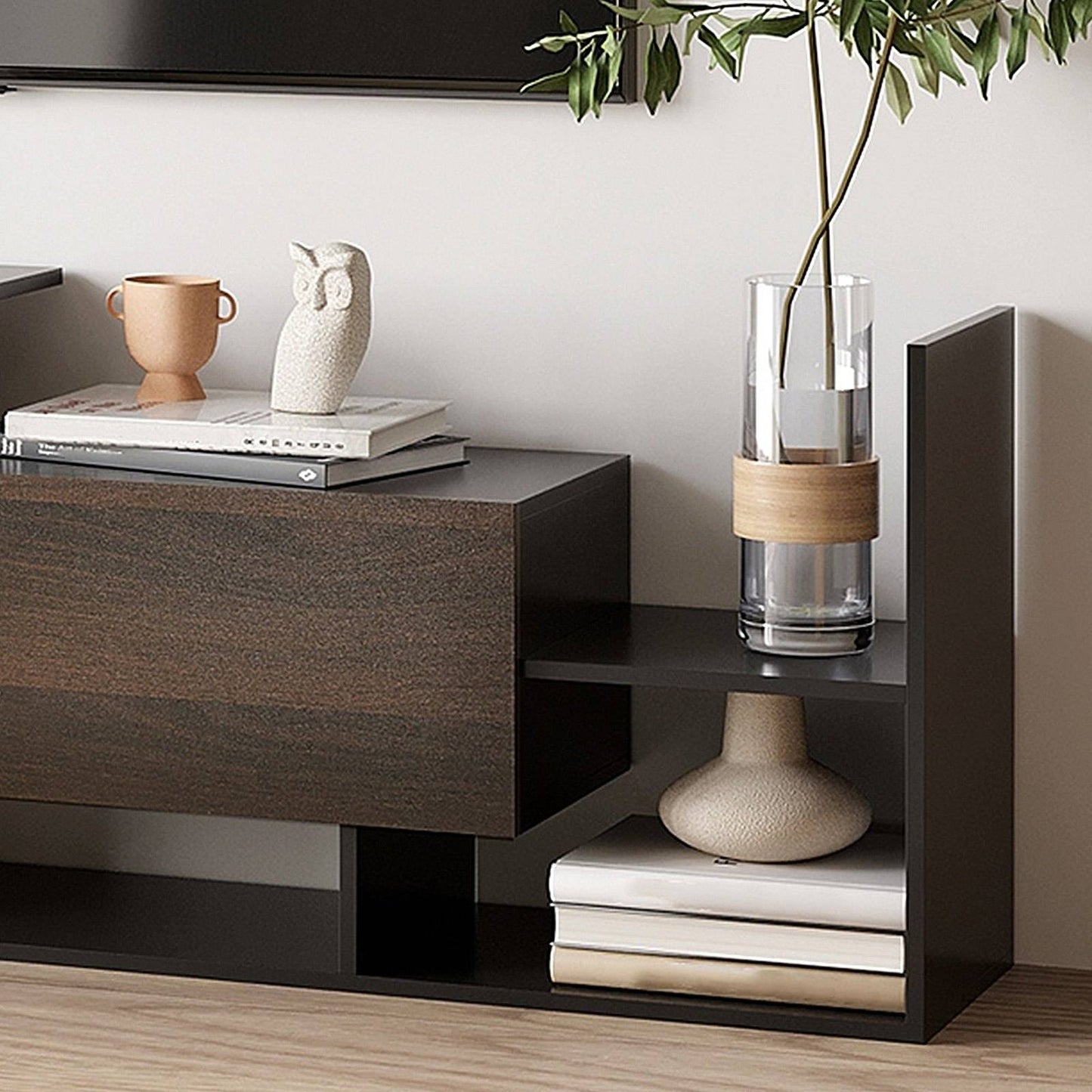 Modern TV Cabinet with Wall Shelf