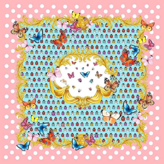 Colorful Butterfly and Ladybug Pattern Fabric – Custom Printed Fabric on Satin, Crepe, Spandex or Chiffon