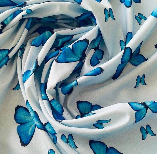 Baby Blue Butterfly Fabric – Multiple Fabric Options, Sold by Metre