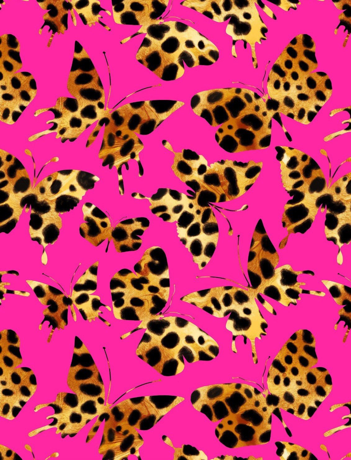 Hot Pink Butterfly Pattern Fabric